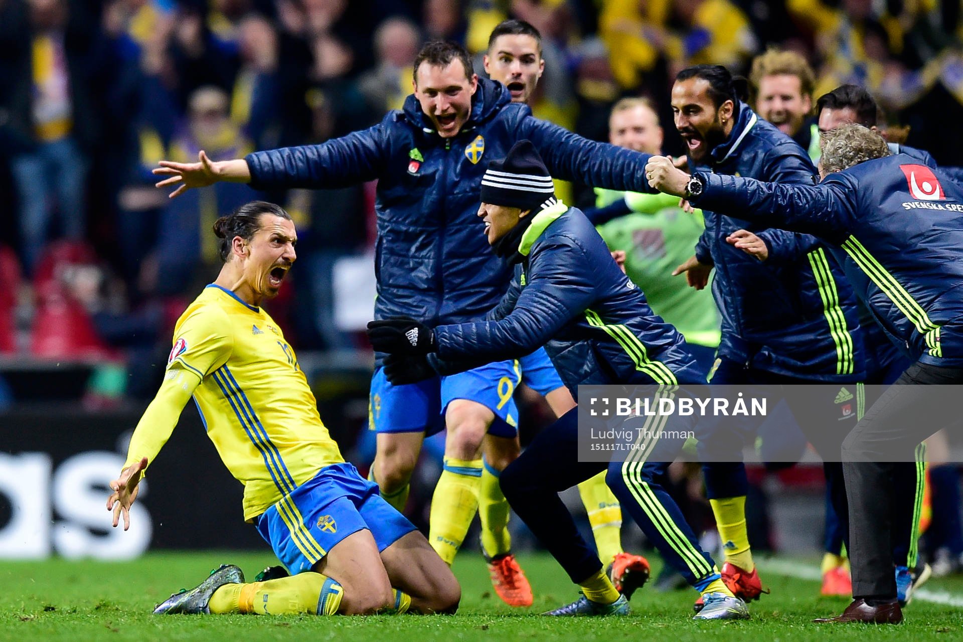Sveriges Zlatan Ibrahimovic jublar