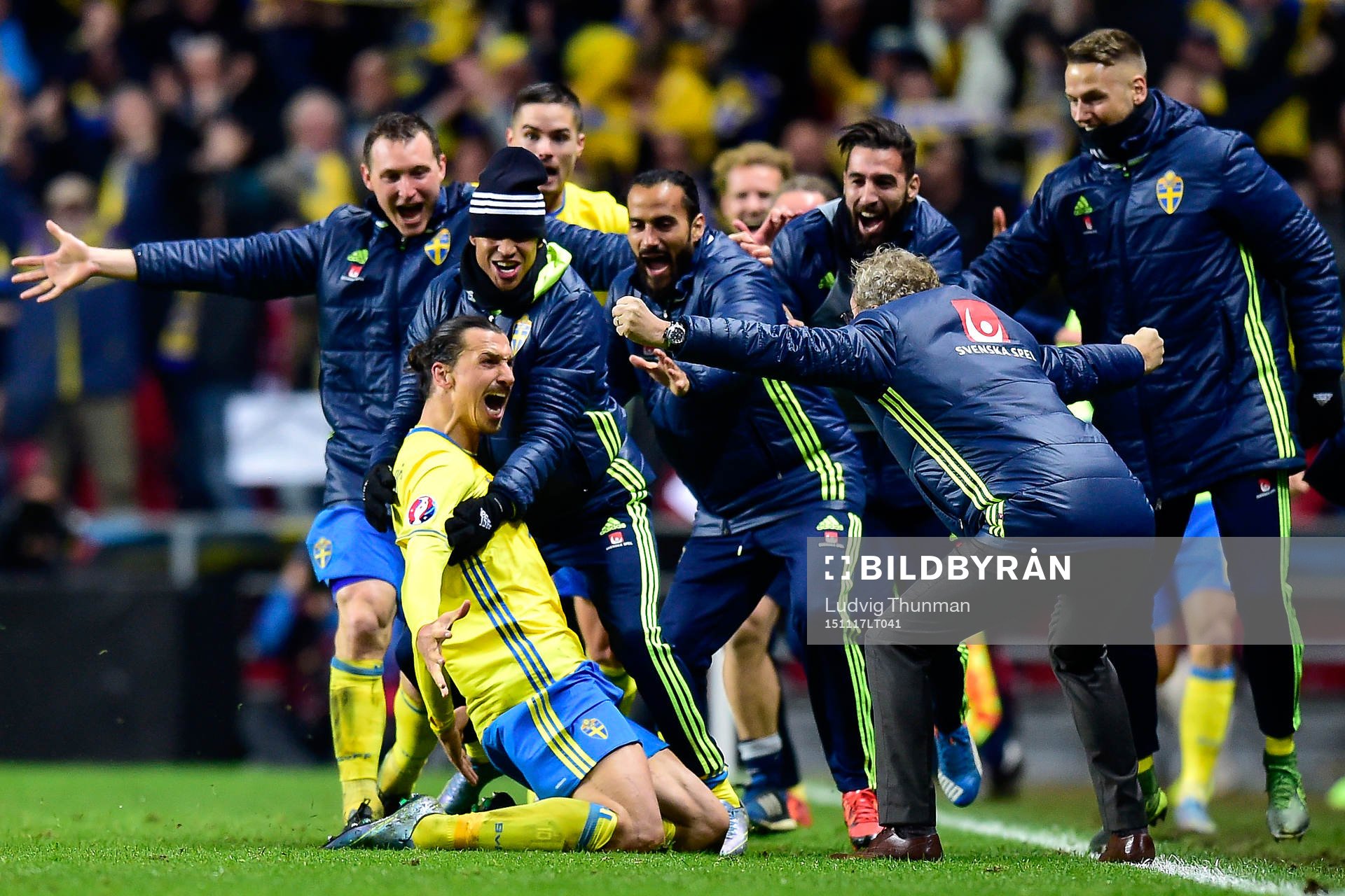 Sveriges Zlatan Ibrahimovic jublar
