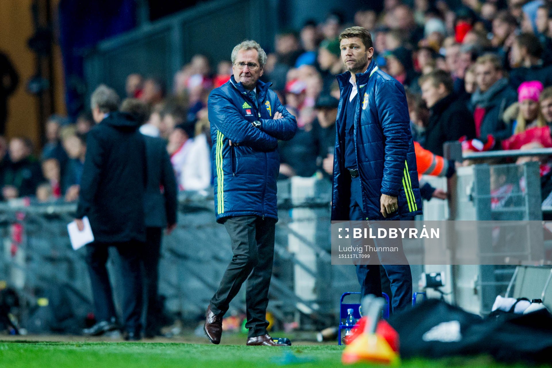 Sveriges förbundskapten Erik Hamrén och players manager