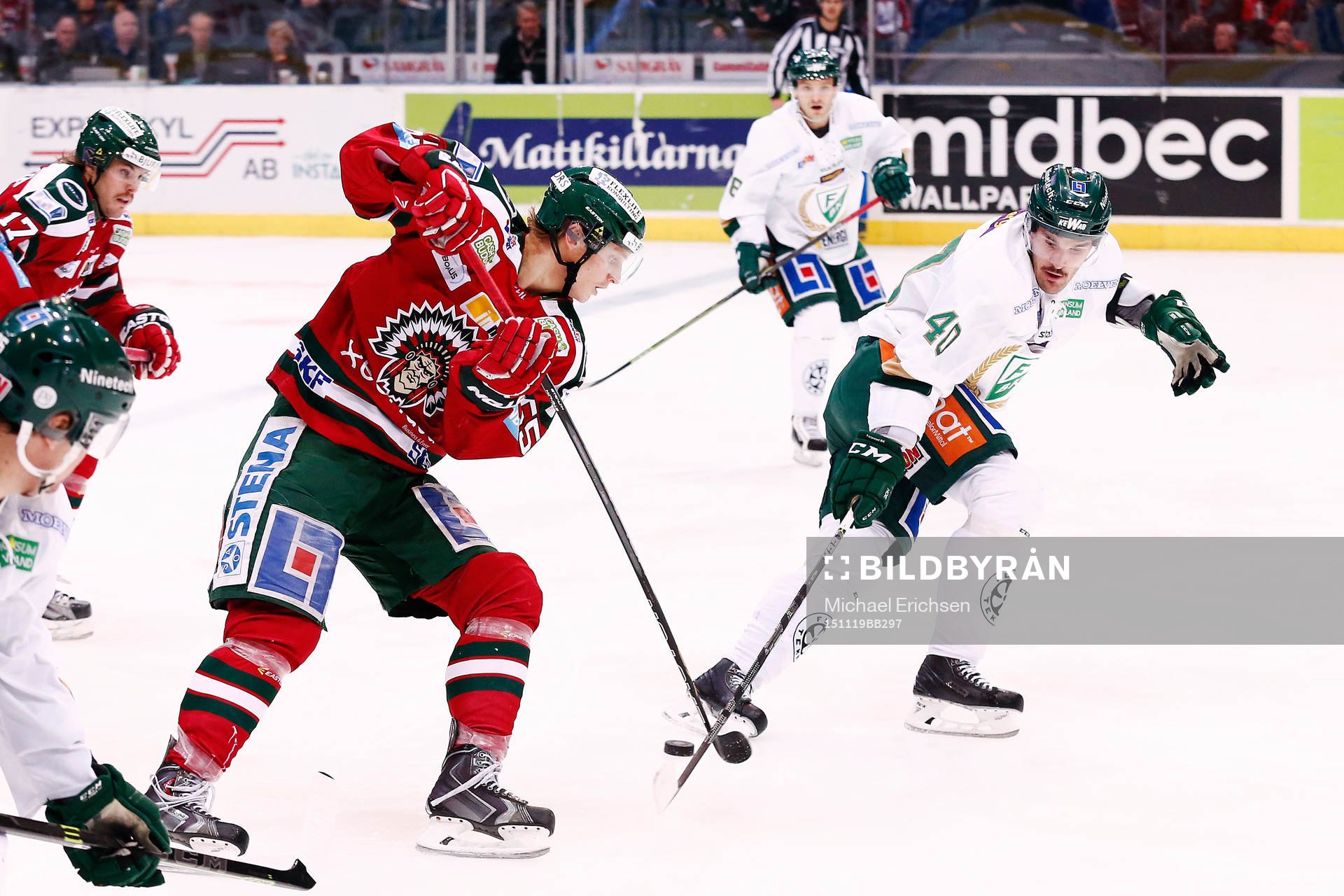 Frölundas Anton Karlsson och Färjestads Niclas Arell