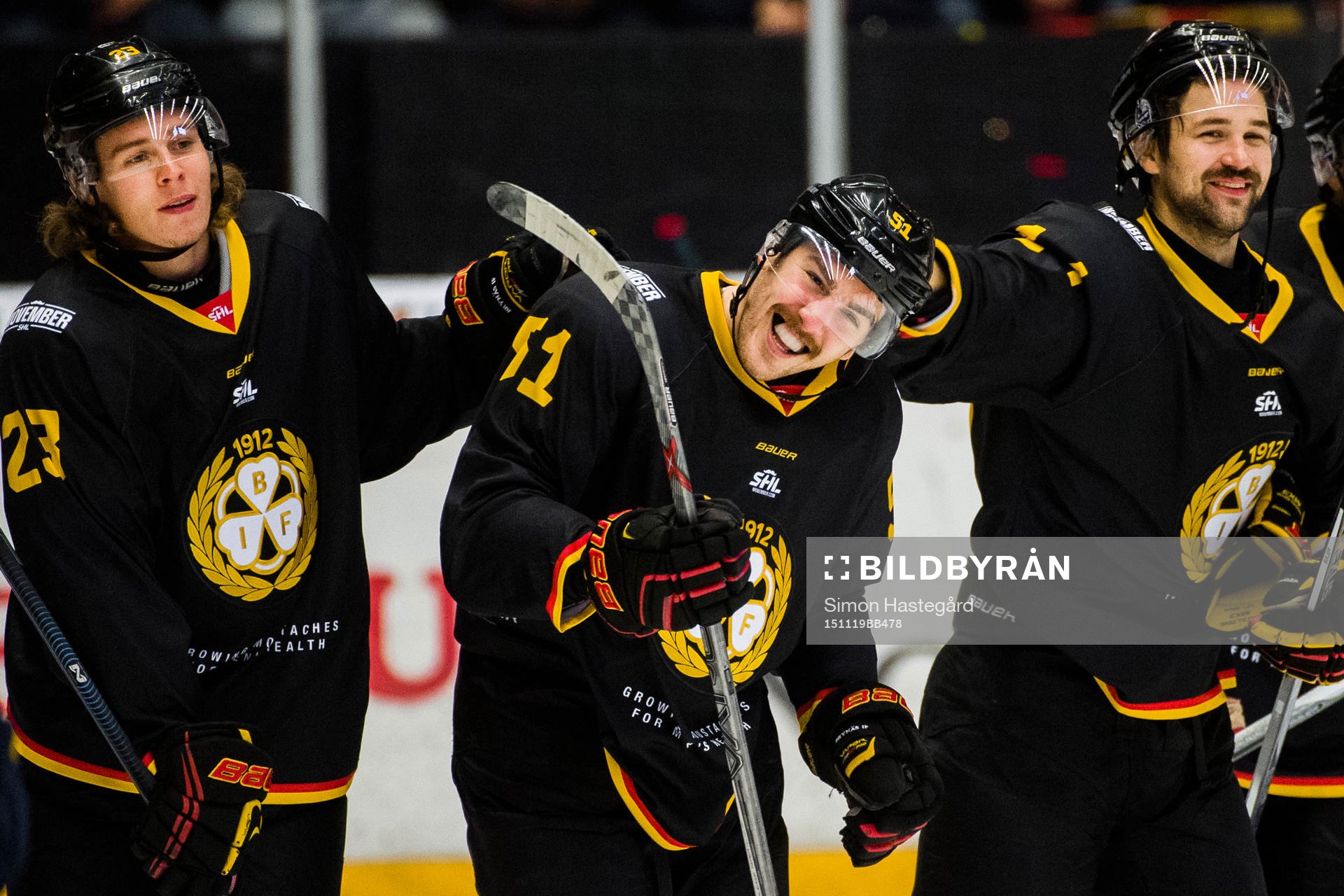 Brynäs Lucas Carlsson , Marc Zanetti och Johan Alcén