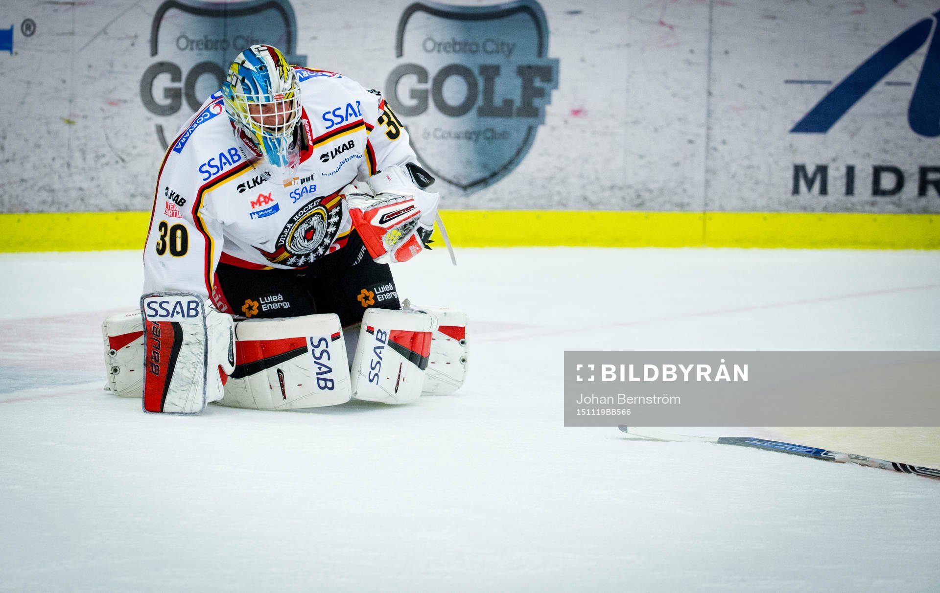 Luleås målvakt Filip Gustafsson jublar