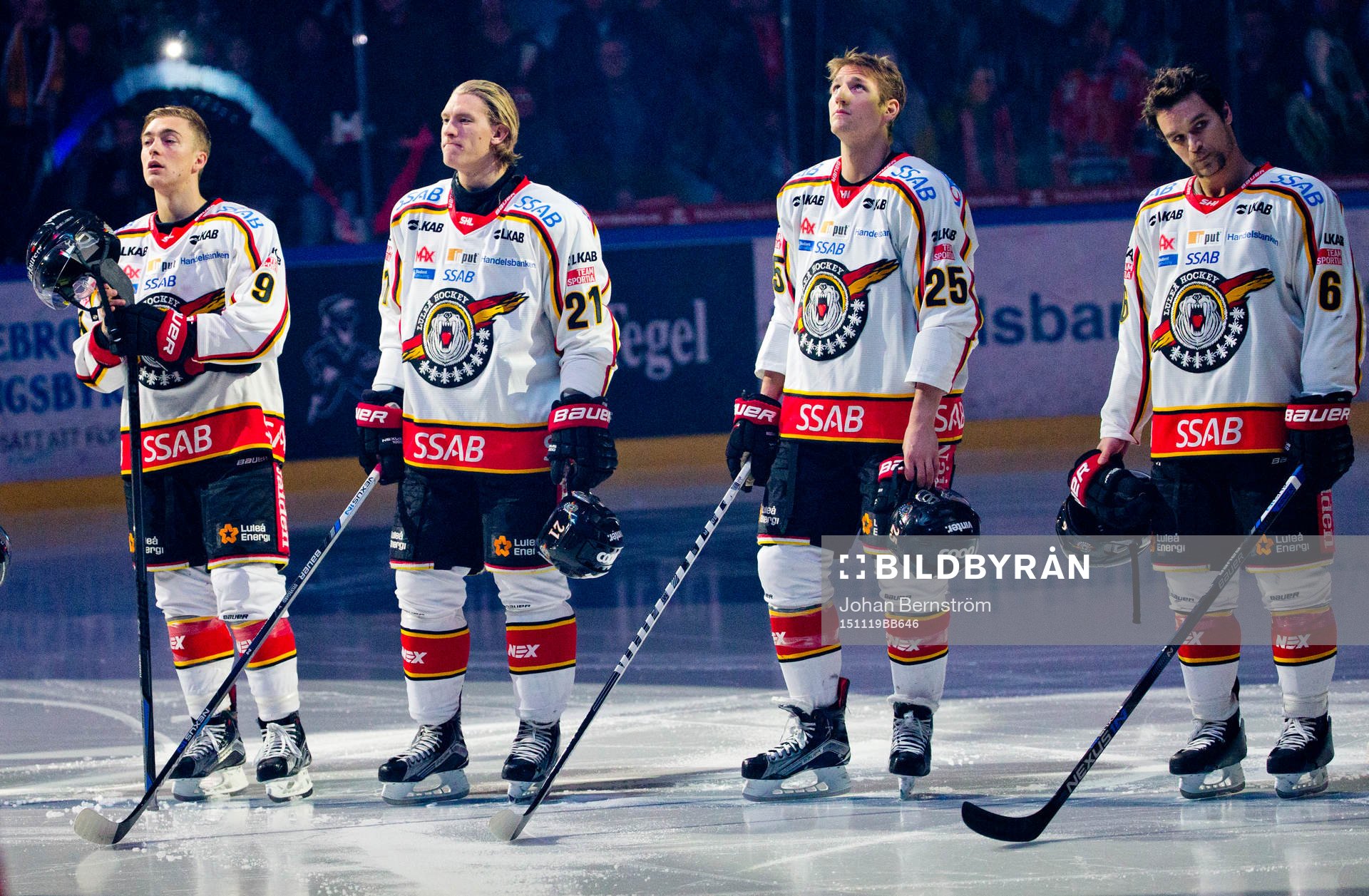 Luleås Johan Forsberg, Emil Sylvegård, Anton Hedman och