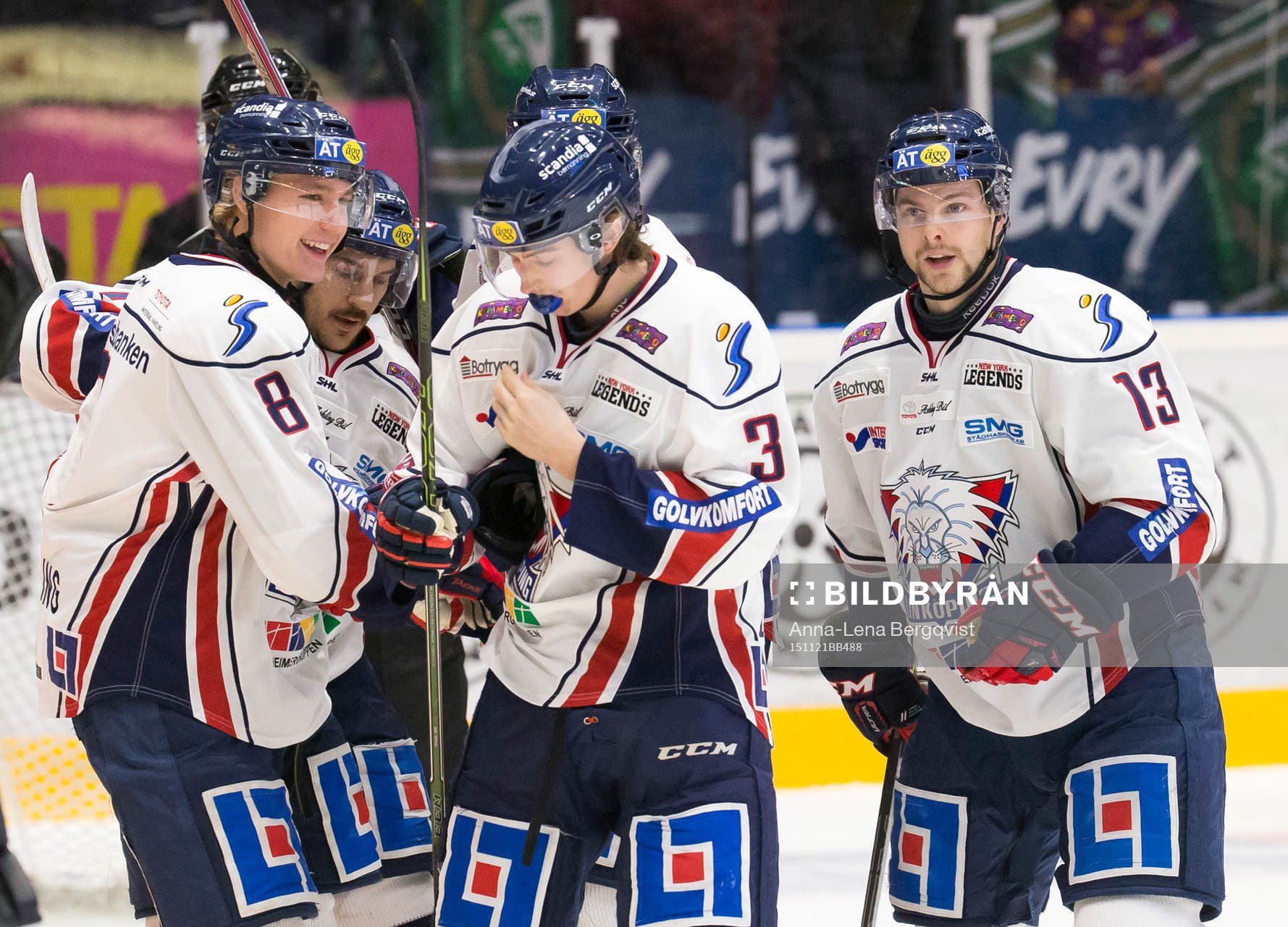 Linköpings Erik Brissle kvitterar till 1-1 och firar med