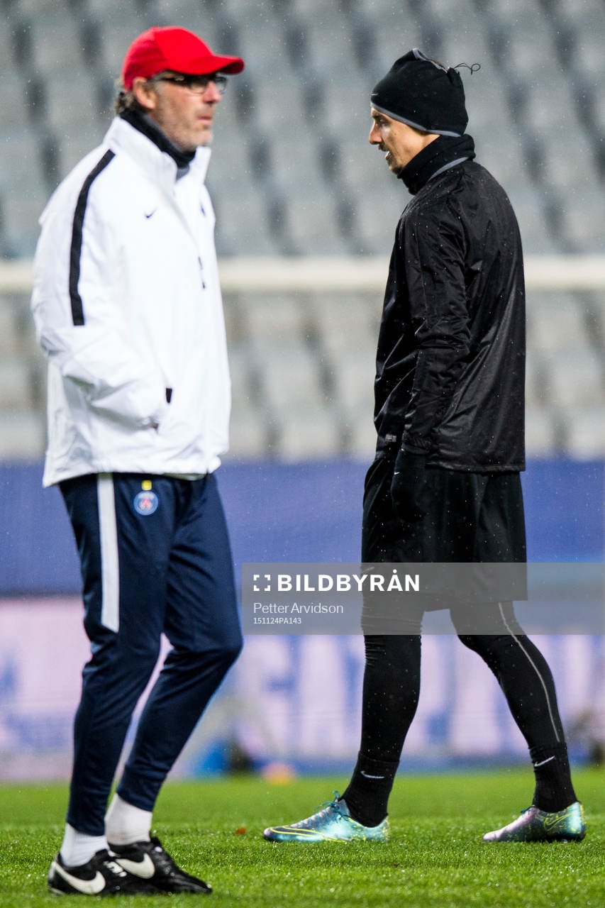 s tränare Laurent Blanc och Zlatan Ibrahimovic