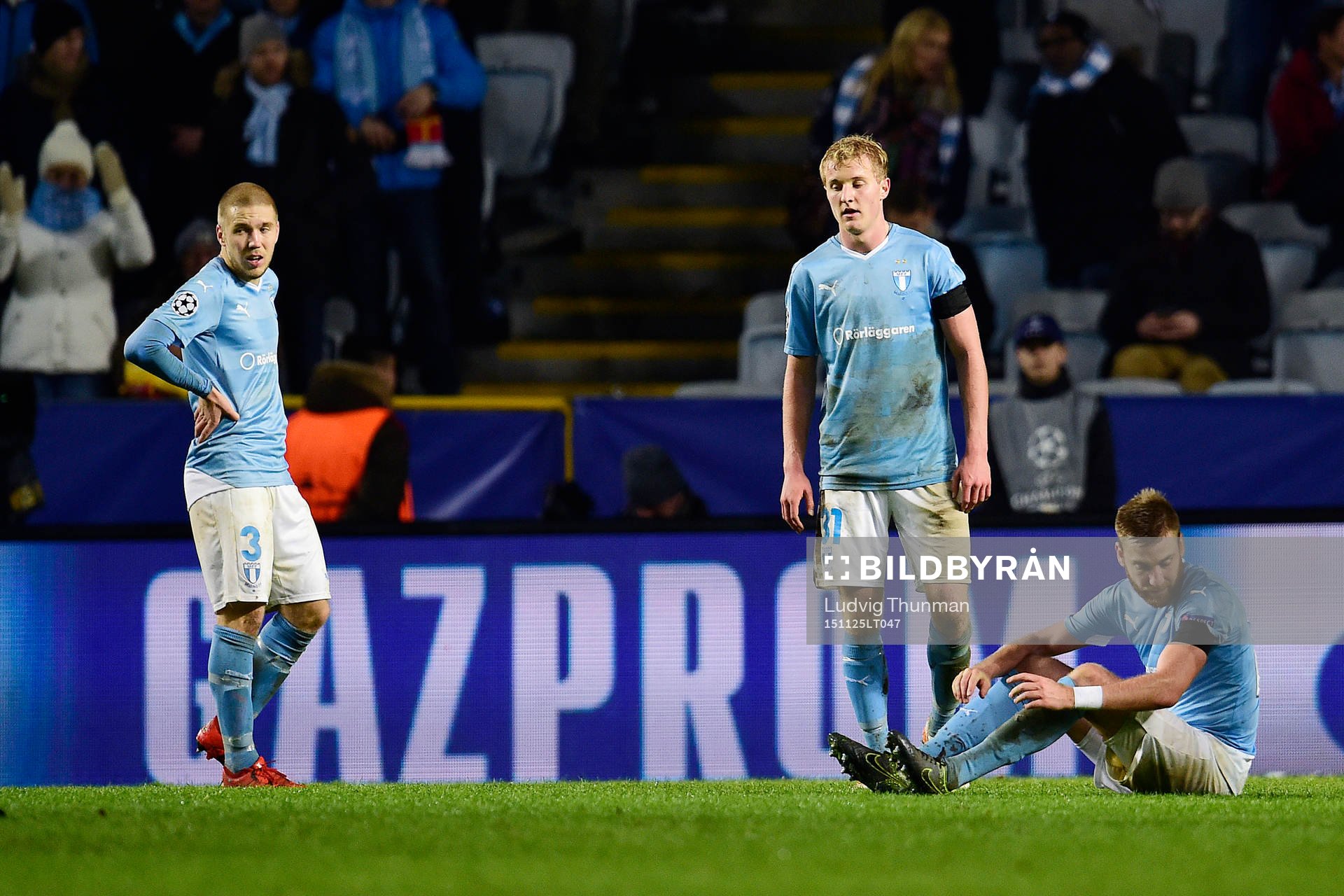 Malmö FFs Anton Tinnerholm, Franz Brorsson och Simon Kroon