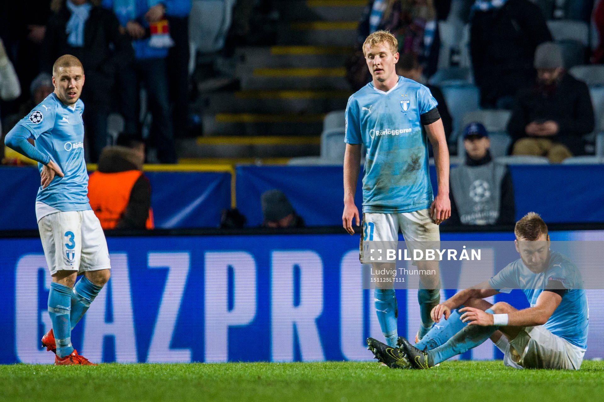 Malmö FFs Anton Tinnerholm, Franz Brorsson och Rasmus
