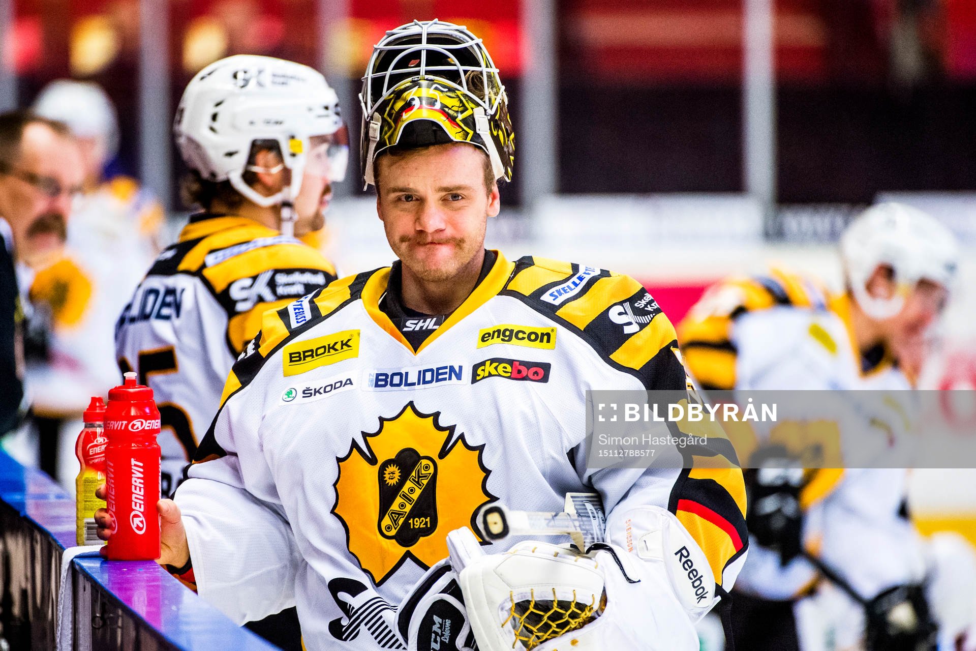 Skellefteås målvakt Markus Svensson före ishockeymatchen