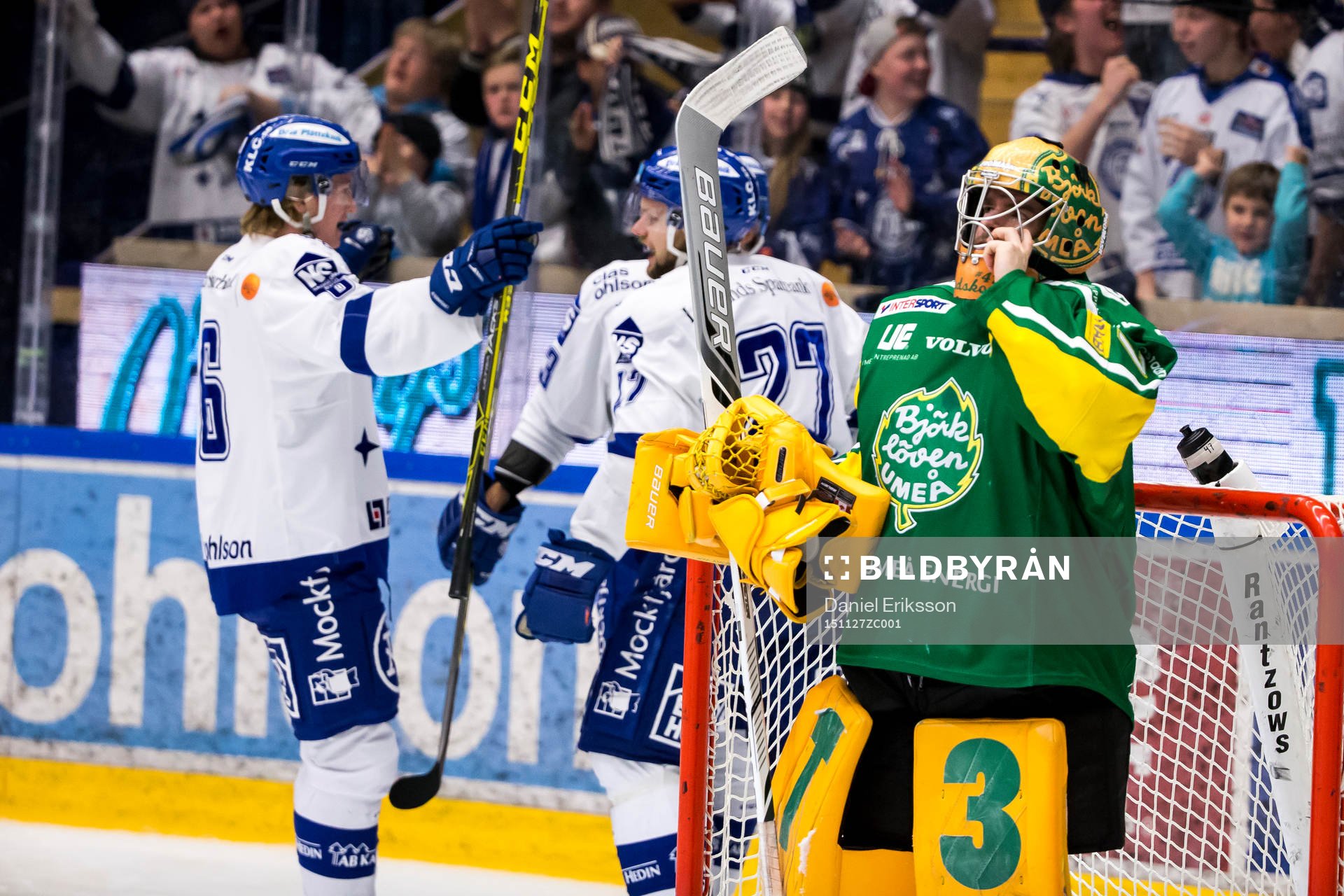 Leksands Filip Hedberg Viktor Mårtensson jublar bakom