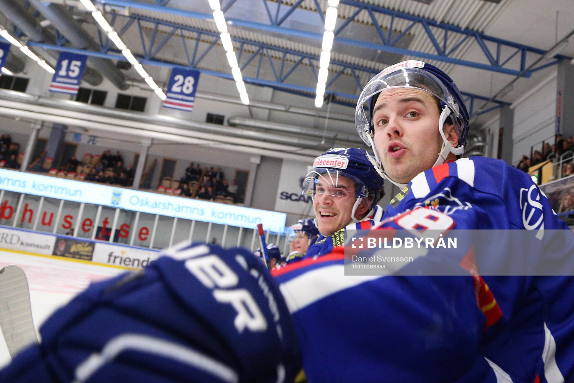 Två av Oskarshamns målskyttar i Joakim Hagelin (närmast)