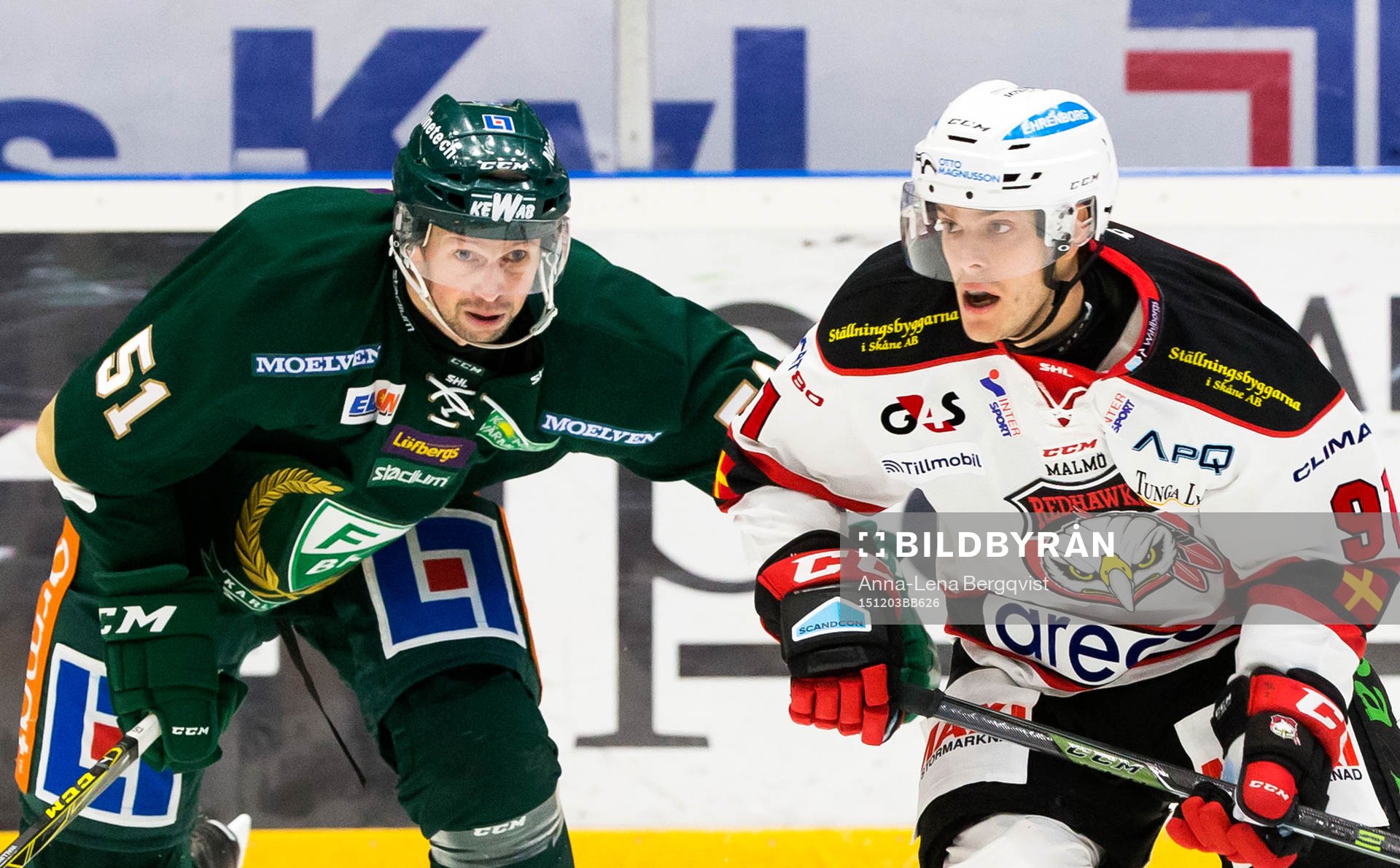 Färjestads Rickard Wallin och Malmö Redhawks  Björn