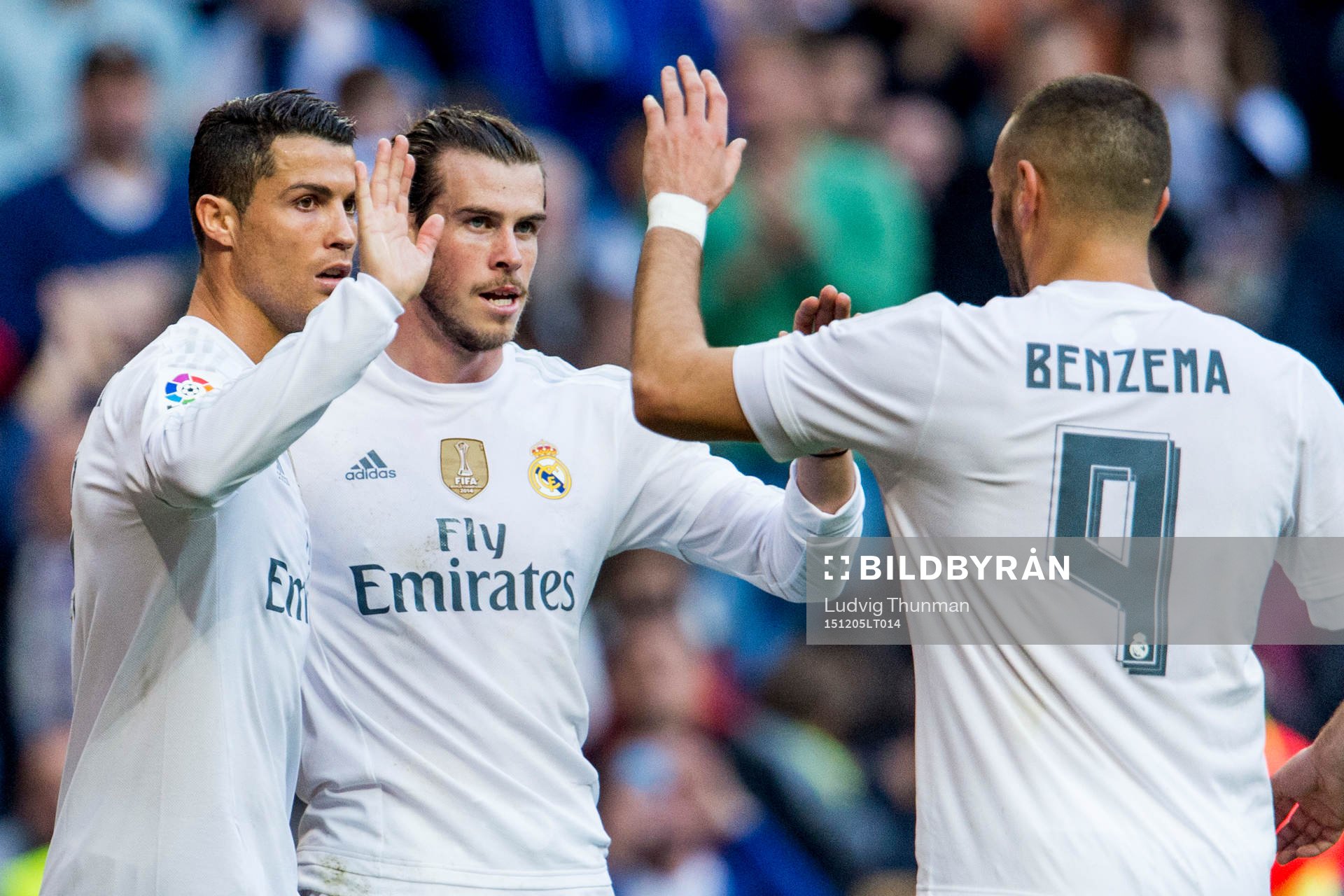 Real Madrids Cristiano Ronaldo, Gareth Bale och Karim