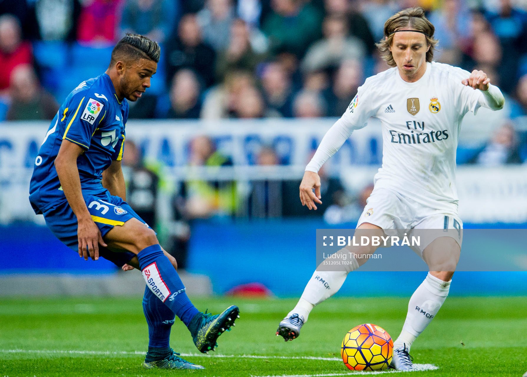 Getafes Wanderson bevakar Real Madrids Luka Modric
