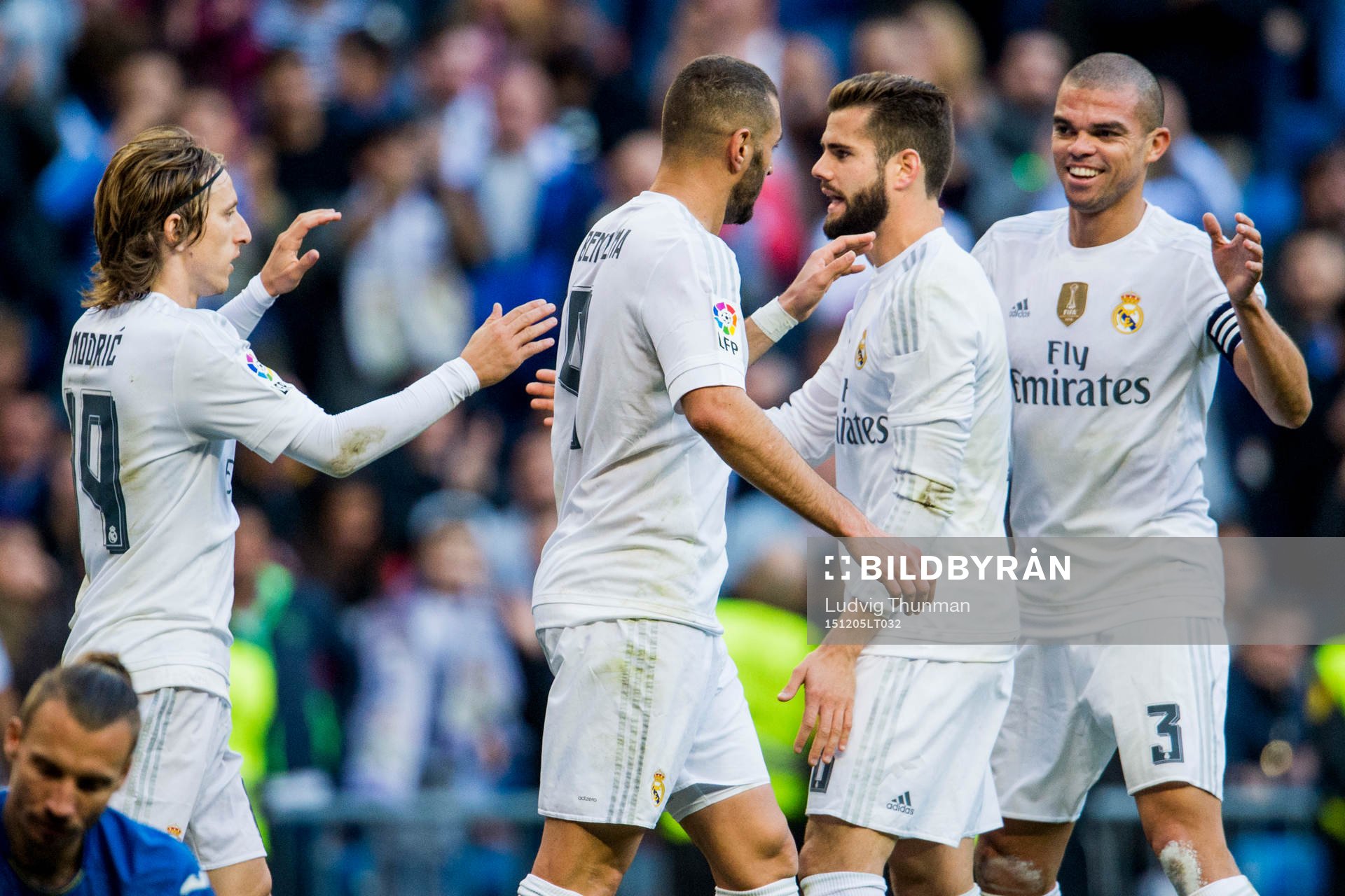 Real Madrids Luka Modric, Karim Benzema, Nacho Monreal och