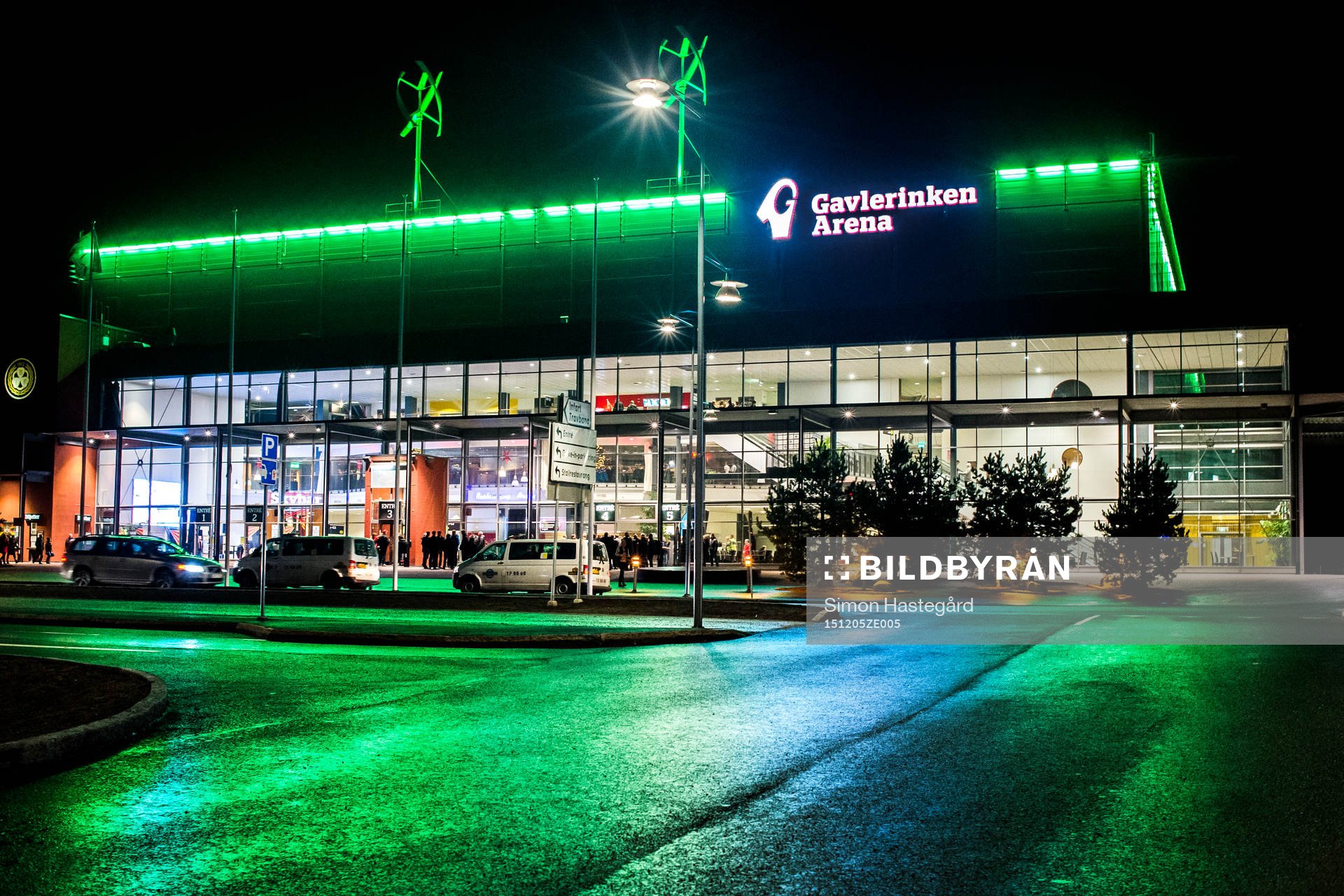 Exteriörbild på Gavlerinken Arena före ishockeymatchen i