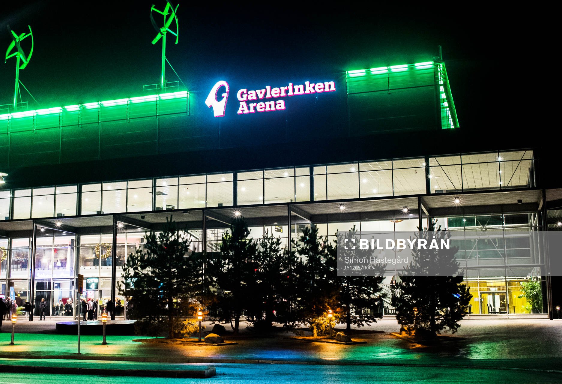 Exteriörbild på Gavlerinken Arena före ishockeymatchen i