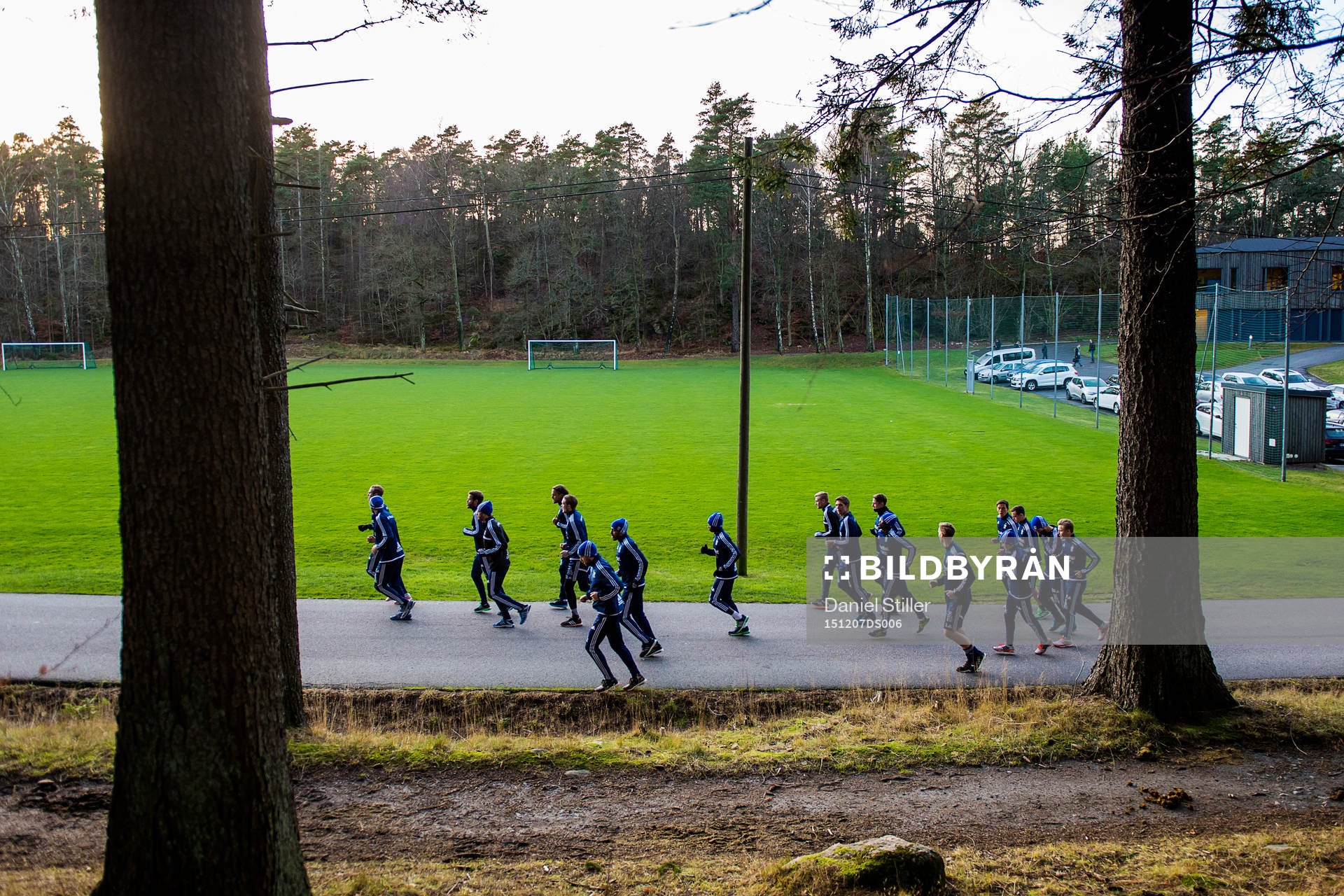 Laget kör en lugn joggingrunda