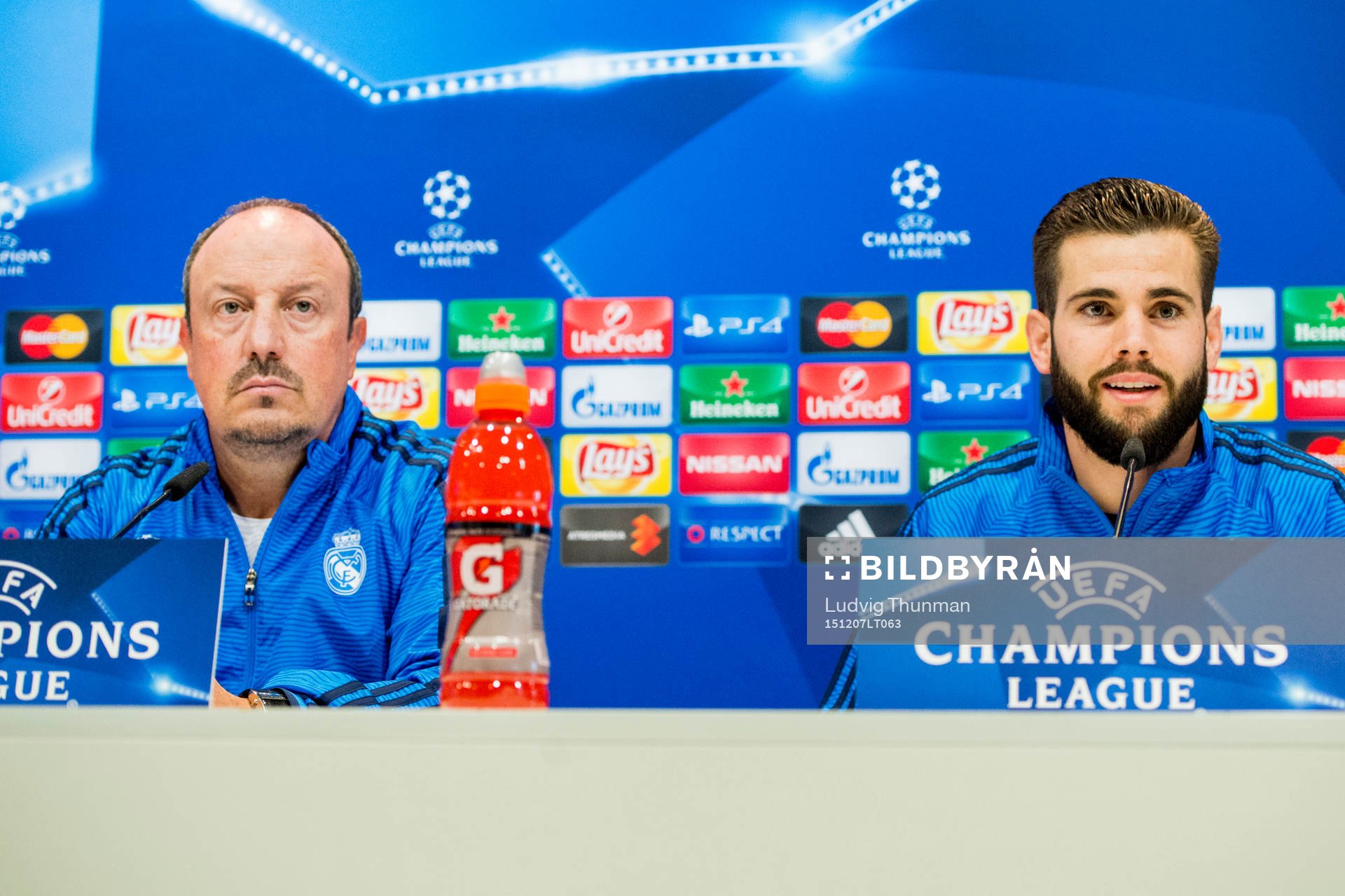 Real Madrids tränare Rafa Benítez och Nacho Monreal