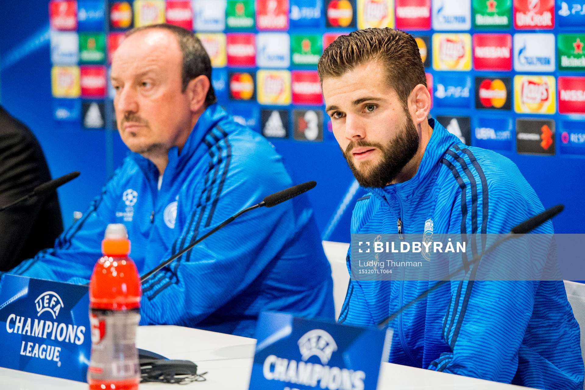 Real Madrids tränare Rafa Benítez och Nacho Monreal