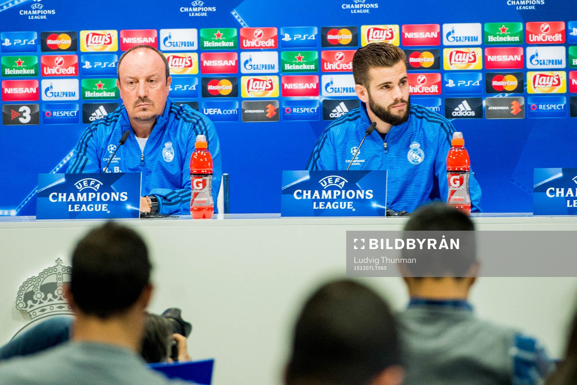 Real Madrids tränare Rafa Benítez och Nacho Monreal