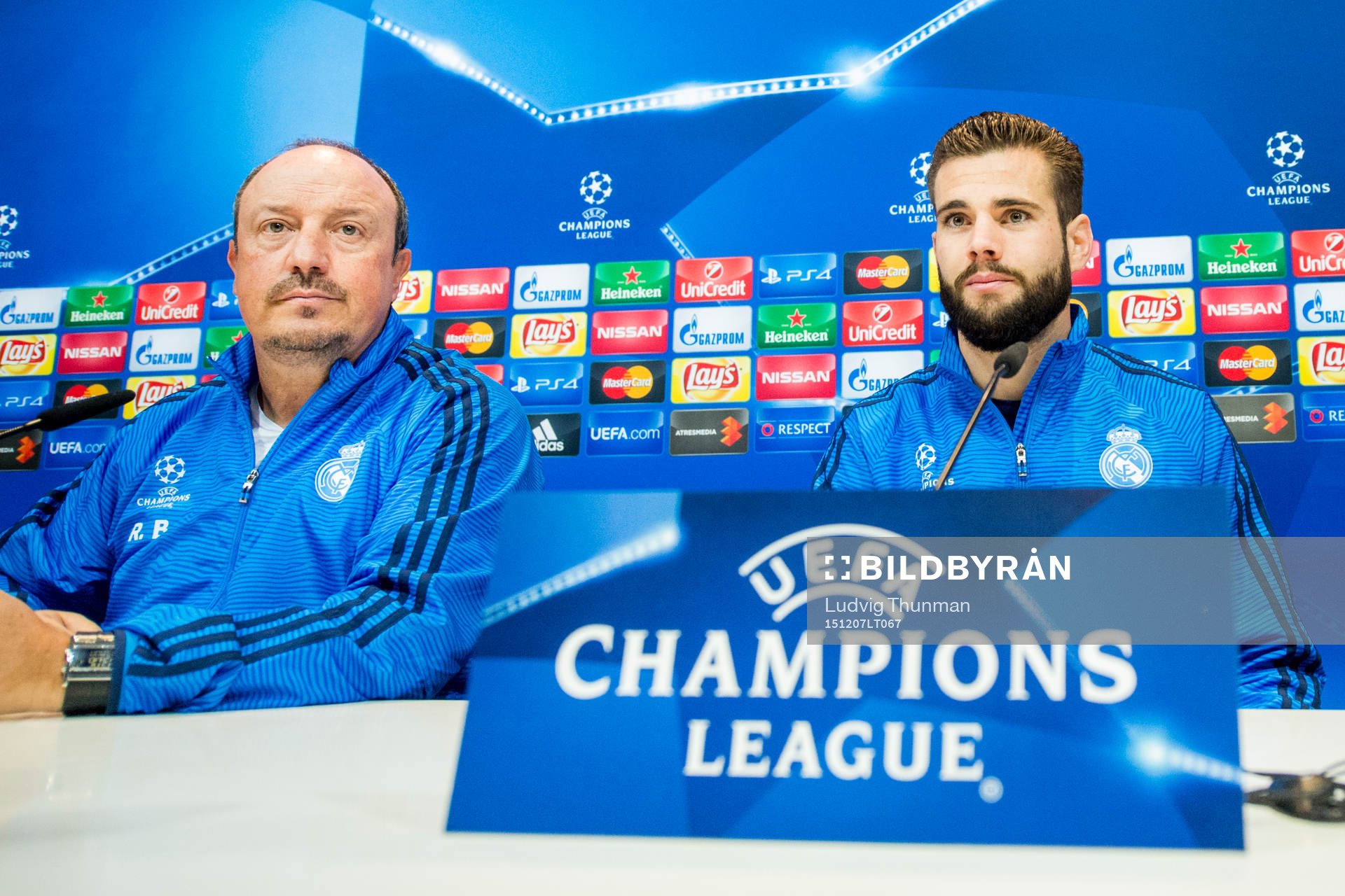 Real Madrids tränare Rafa Benítez och Nacho Monreal