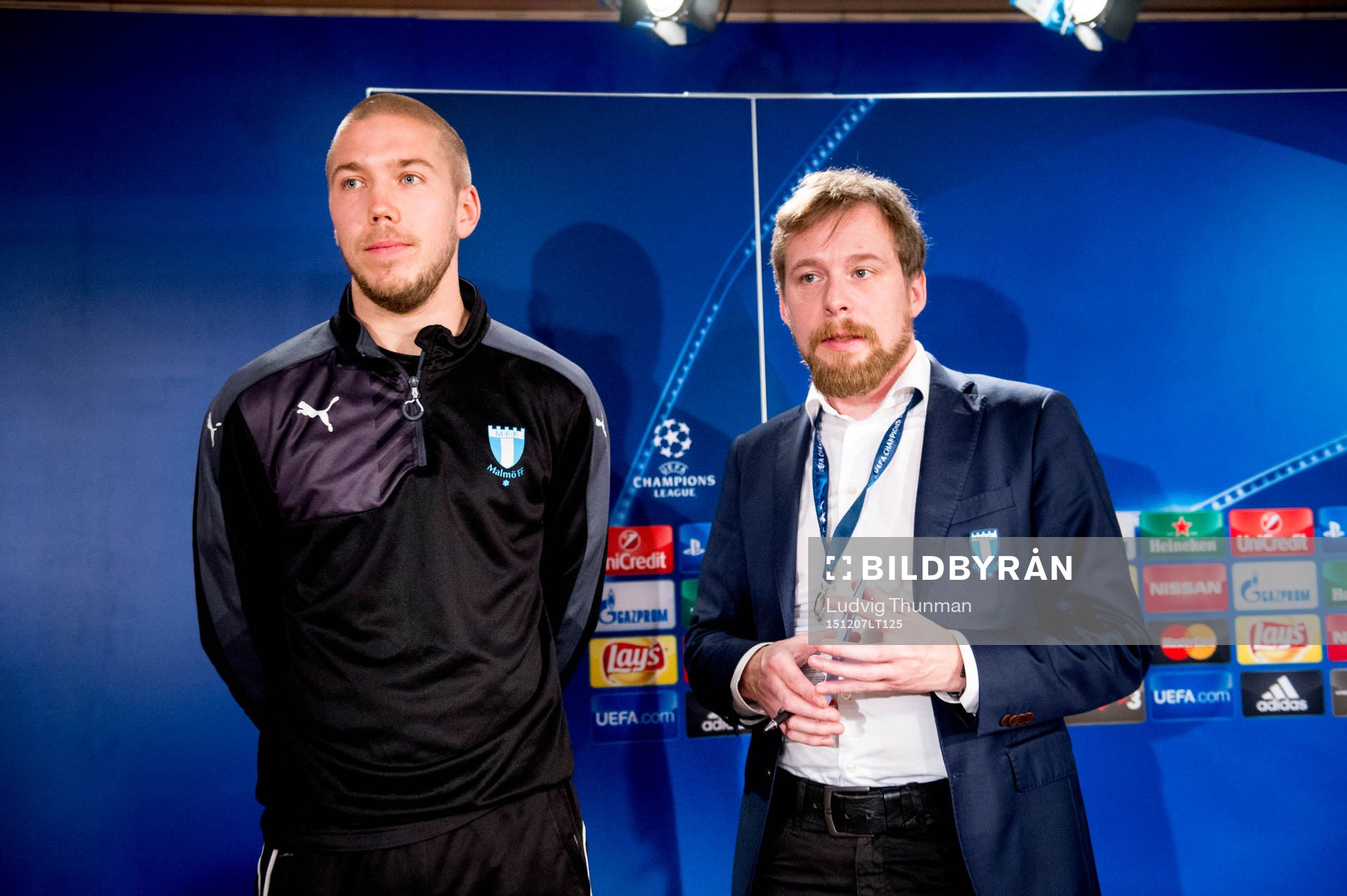 Malmö FFs Anton Tinnerholm och kommunikationschef Peter