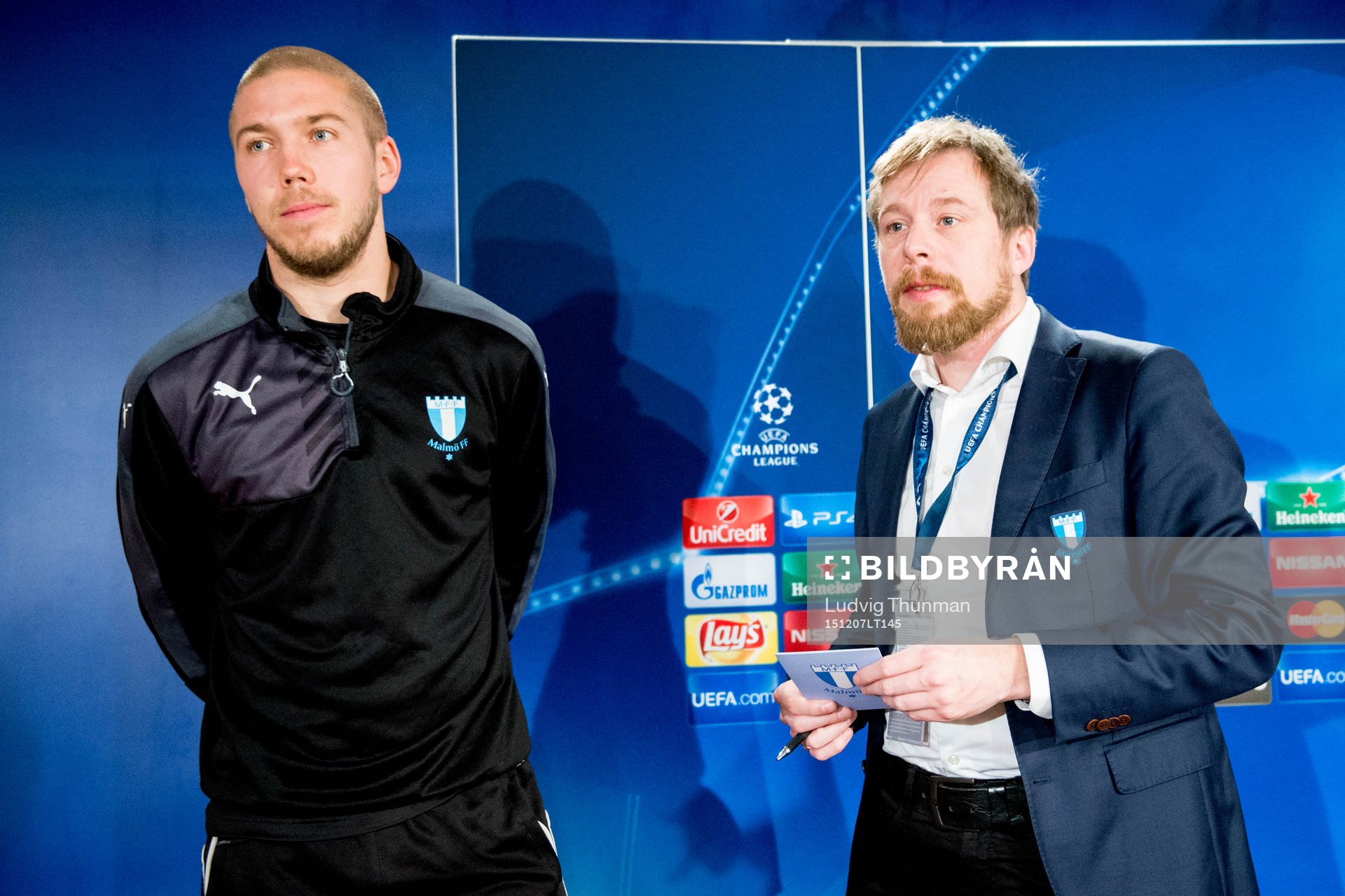 Malmö FFs Anton Tinnerholm och kommunikationschef Peter