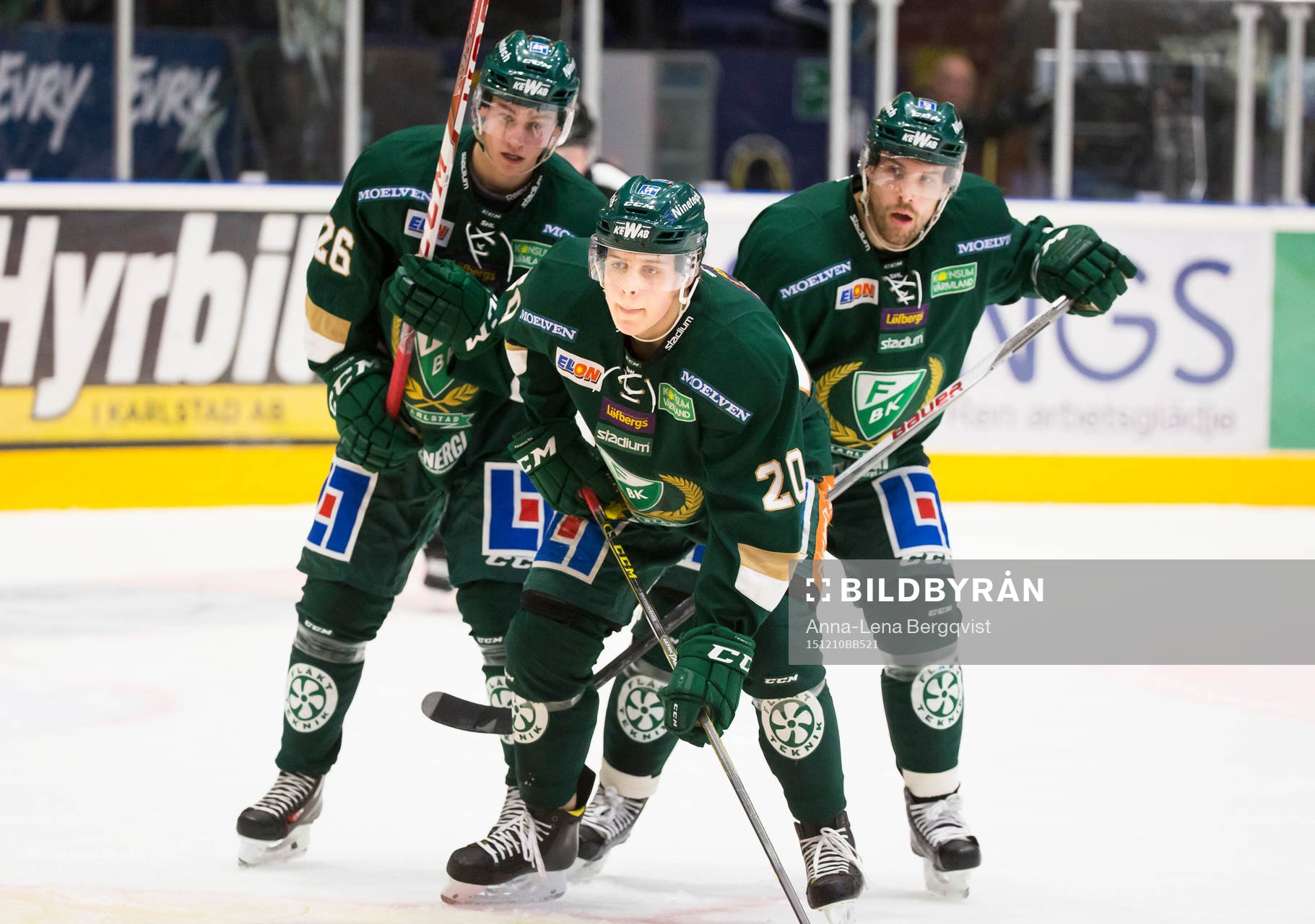 Färjestads David Rundqvist (v) Joel Eriksson Ek   (m) och