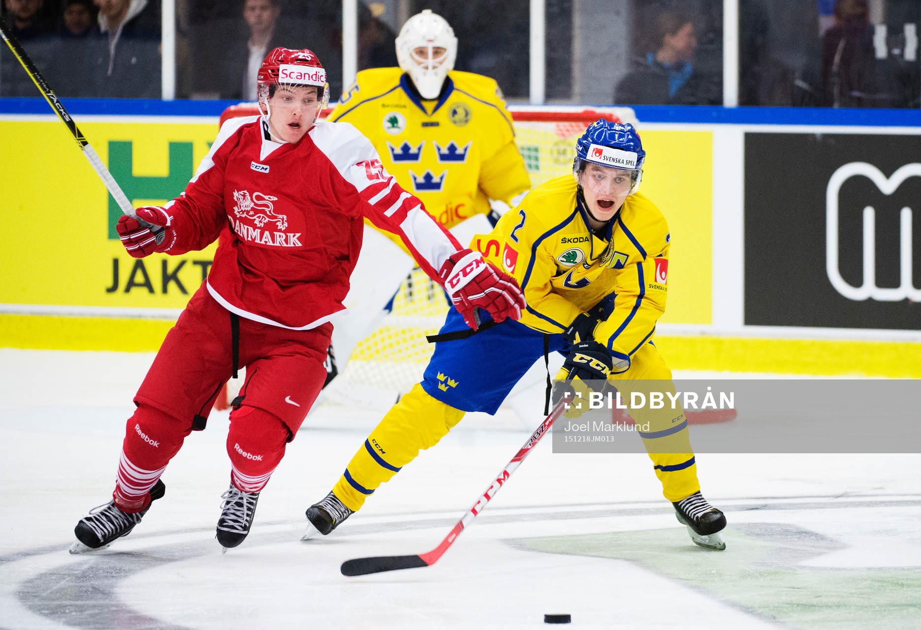 Danmarks Sören Nielsen och Sveriges Sebastian Aho