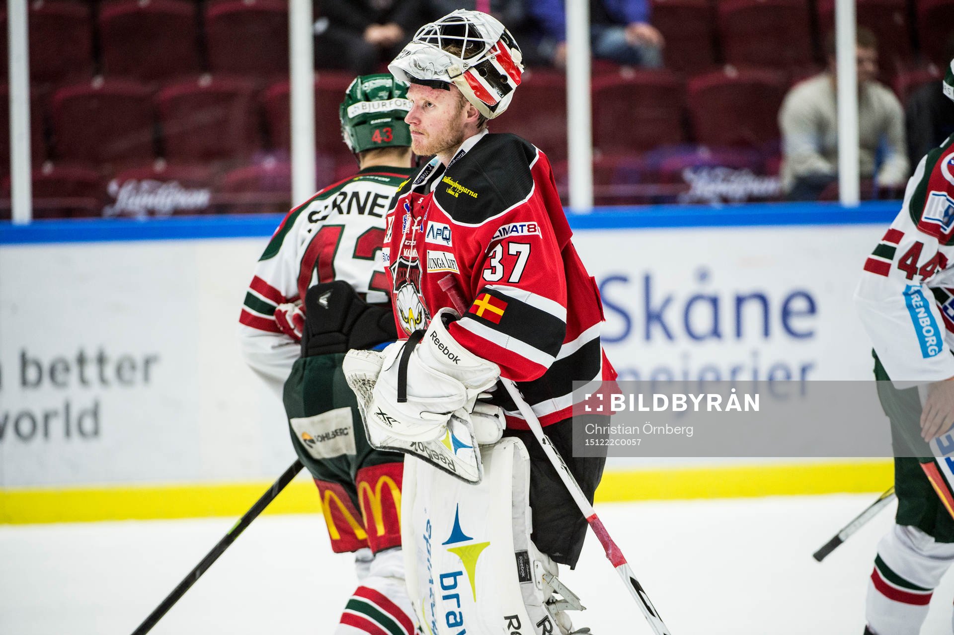 Malmö Redhawks målvakt Jonas Gunnarsson deppar