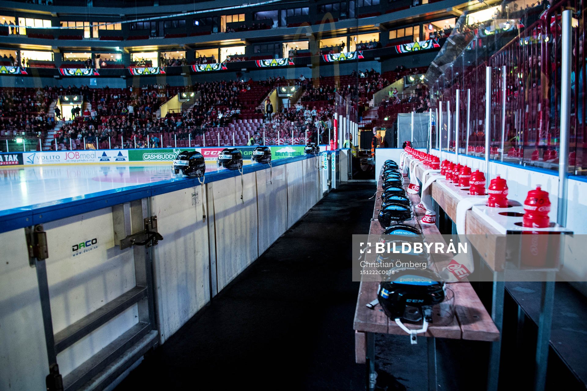 Malmö Redhawks bås innan ishockeymatchen i SHL mellan