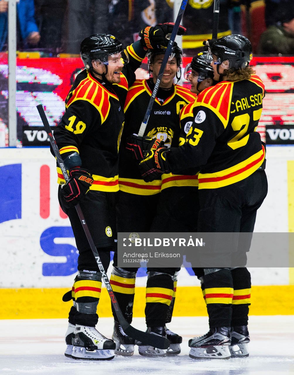 Brynäs Anssi Salmela, Anton Rödin och Lucas Carlsson