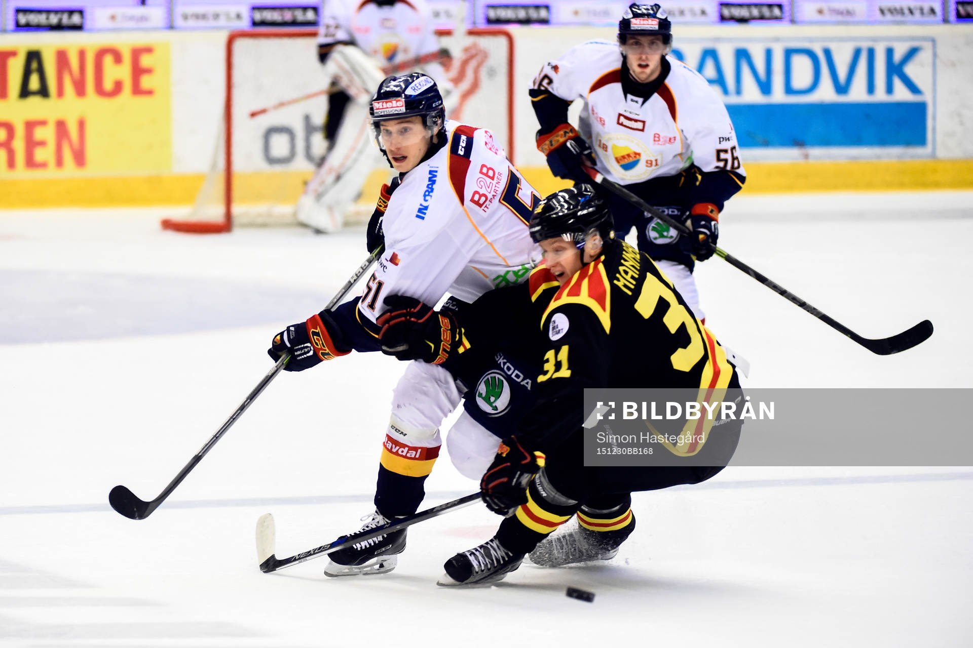 Djurgårdens Robin Alvarez och Brynäs Daniel Mannberg