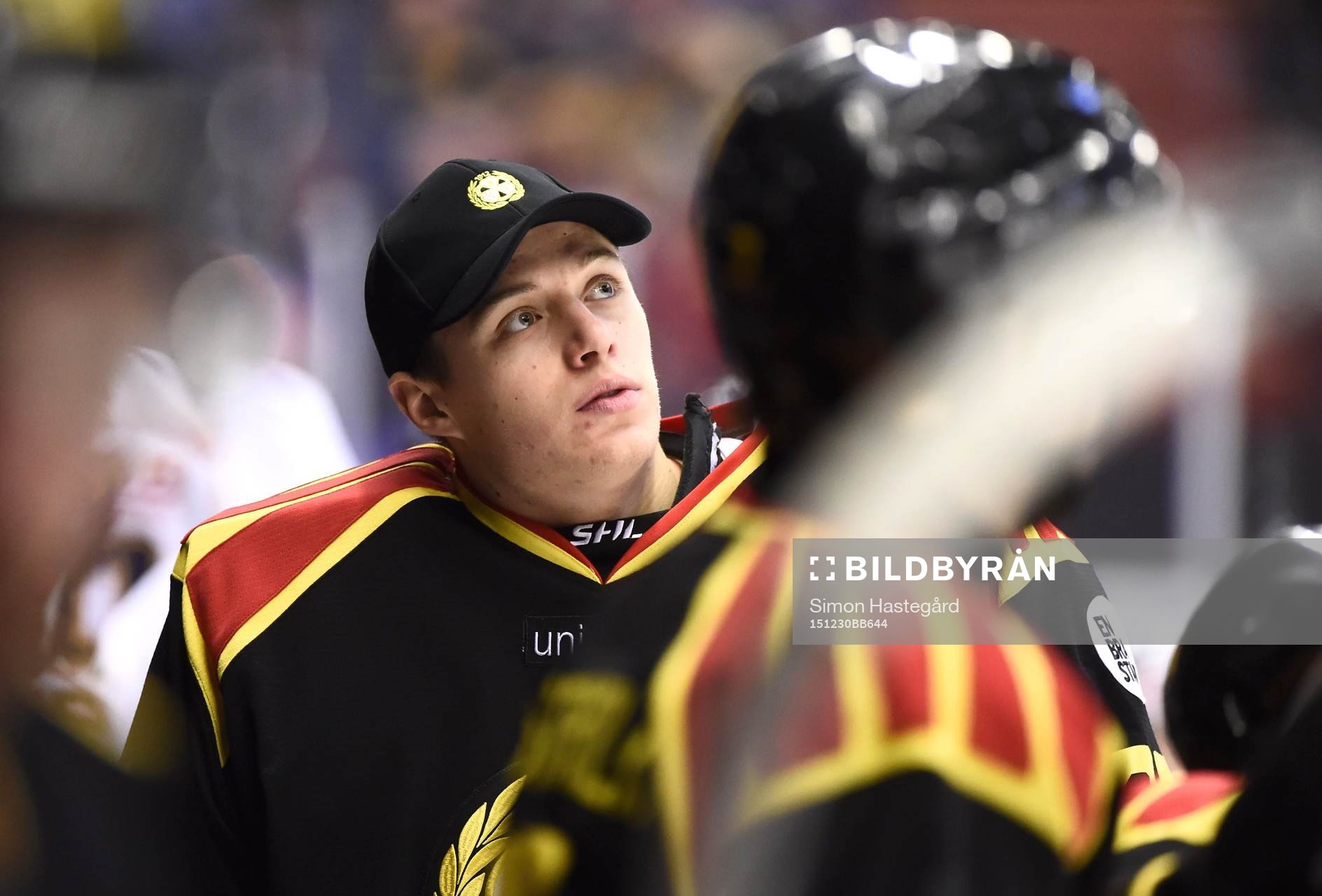 Brynäs målvakt Jonas Johansson i båset