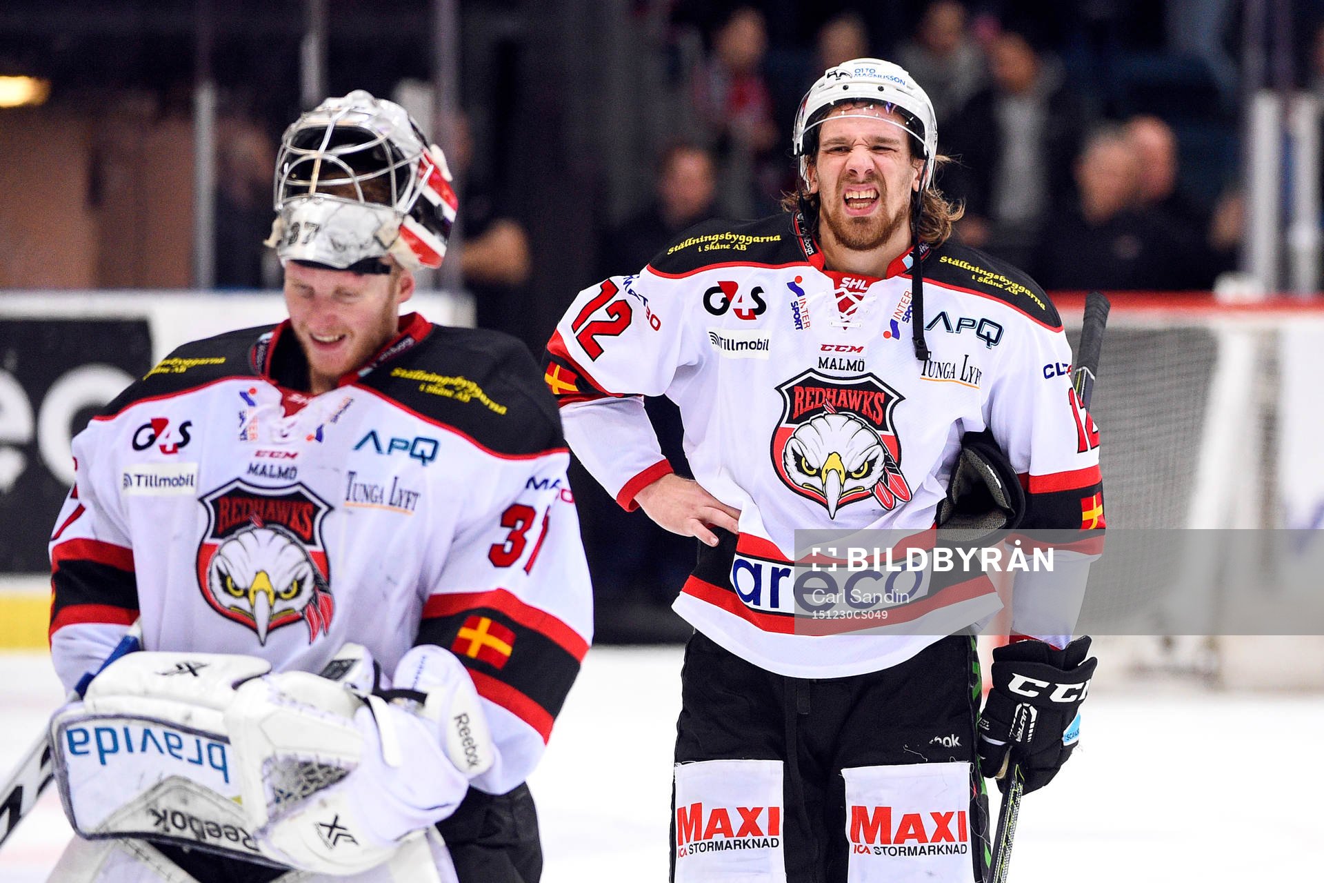 Malmö Redhawks målvakt Jonas Gunnarsson och Andreas