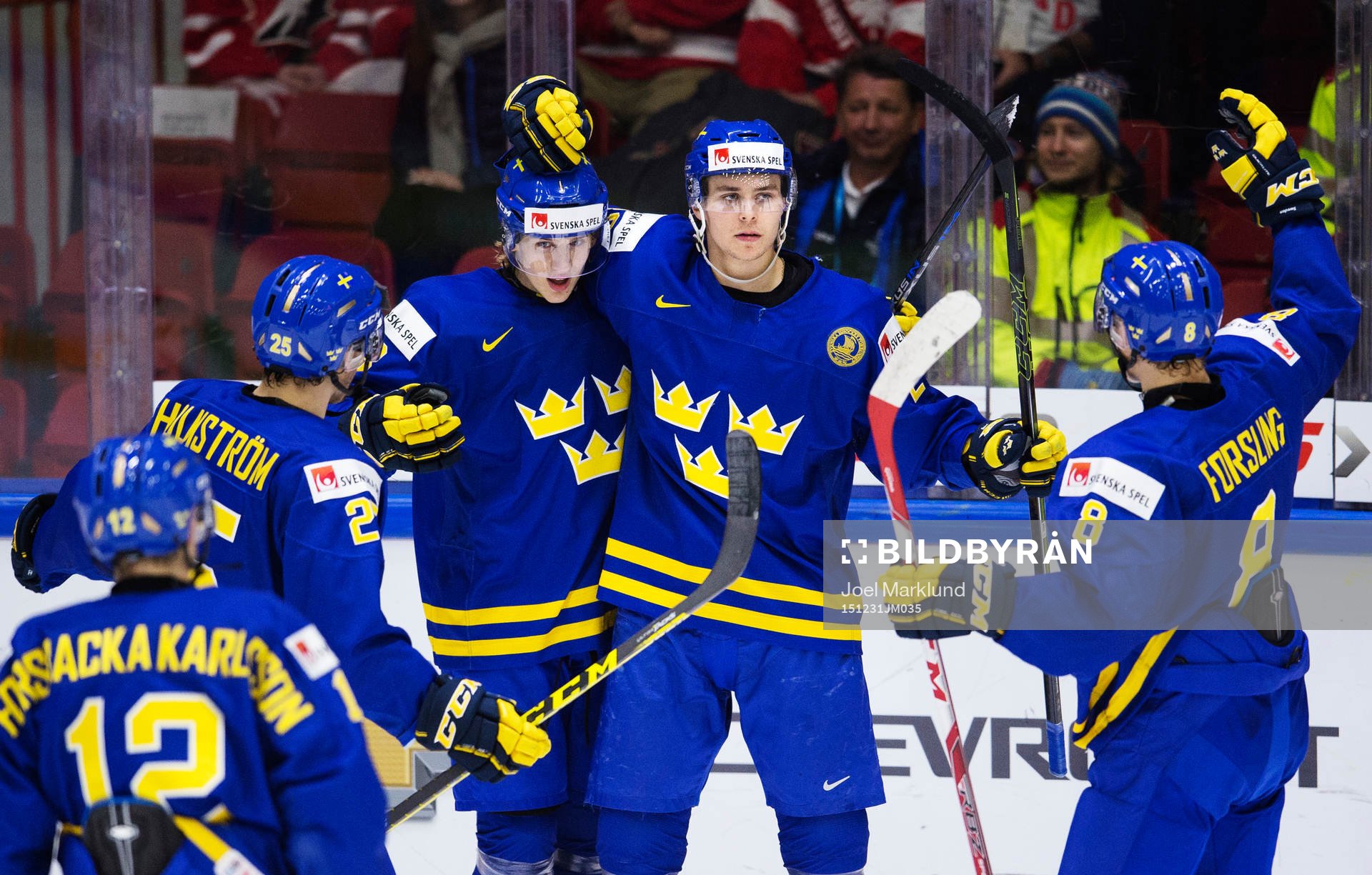 Sveriges Jakob Forsbacka-Karlsson, Axel Holmström, Oskar