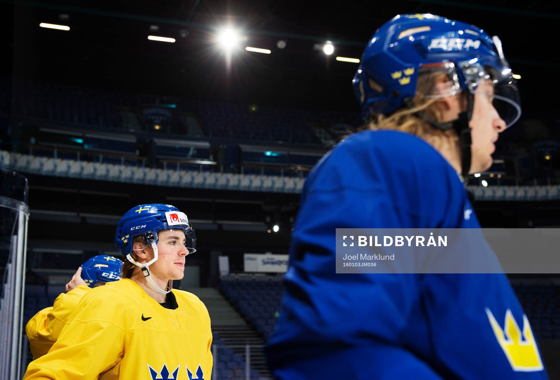 Adrian Kempe och William Lagesson på Sveriges träning