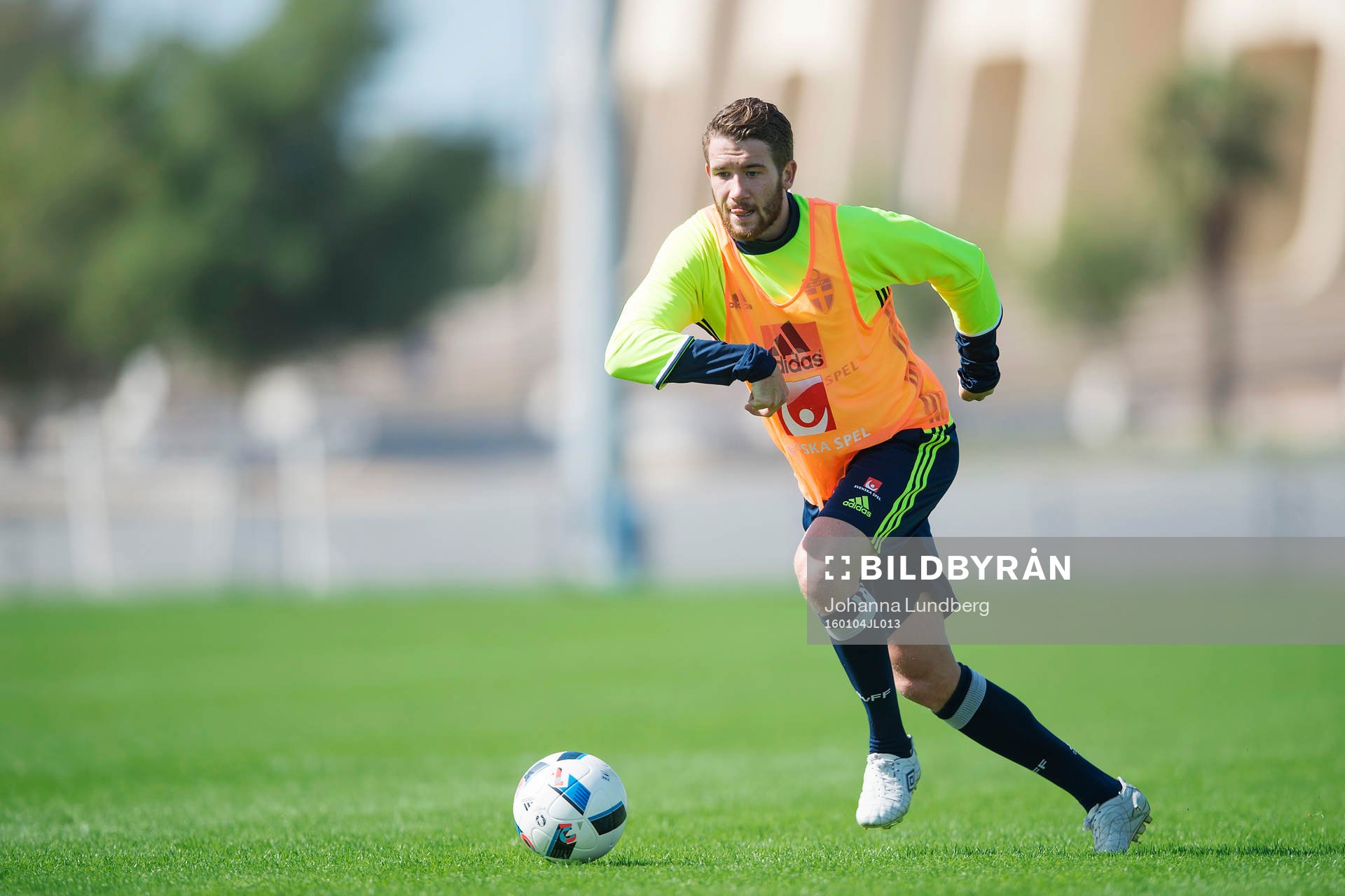 Marcus Rohdén under Sveriges fotbollslandslags träning den 4 januari 2016 i Abu Dhabi.
