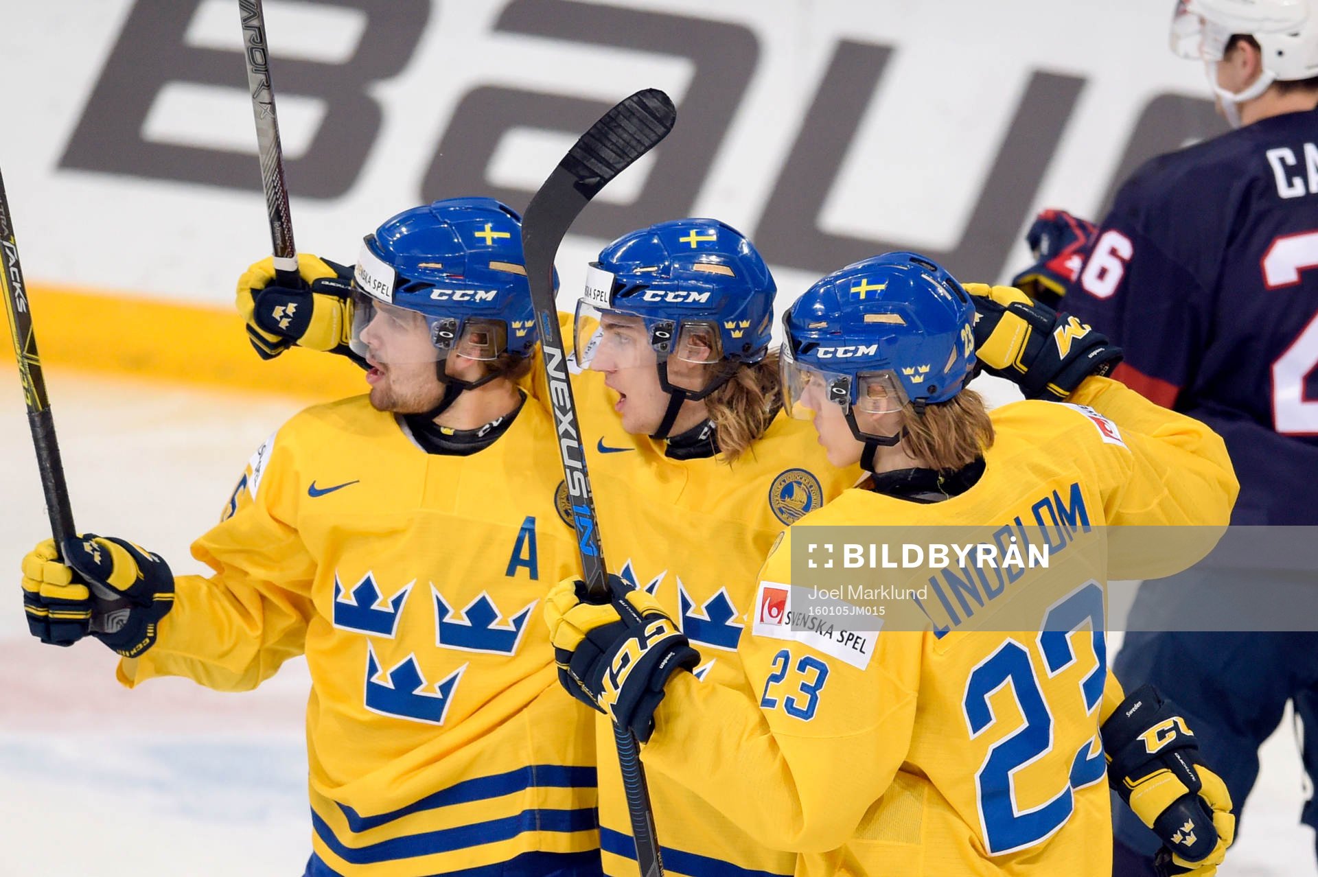 Sveriges Axel Holmström, William Lagesson och Oskar
