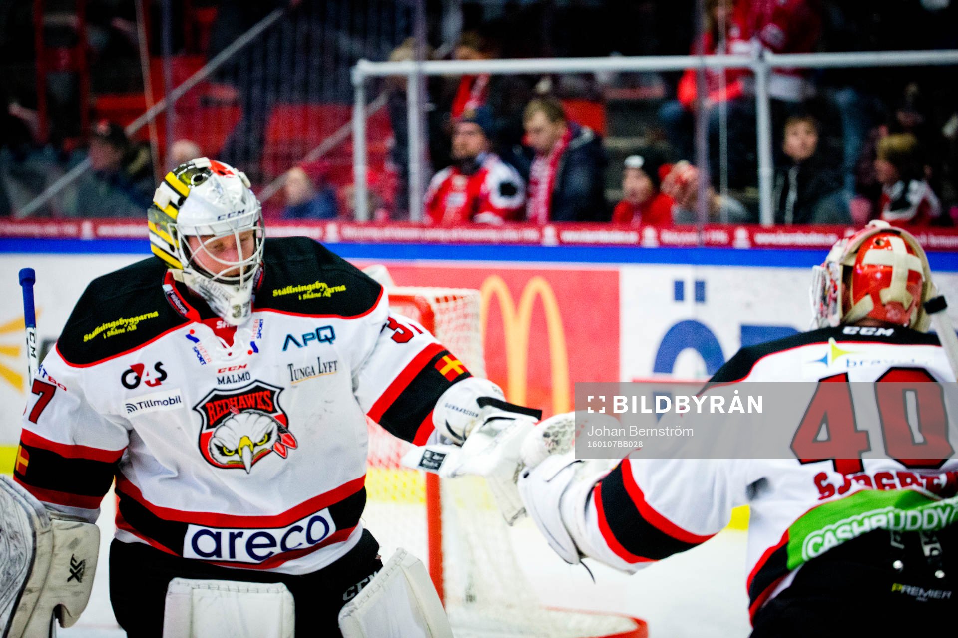Malmö Redhawks målvakt Jonas Gunnarsson och målvakt