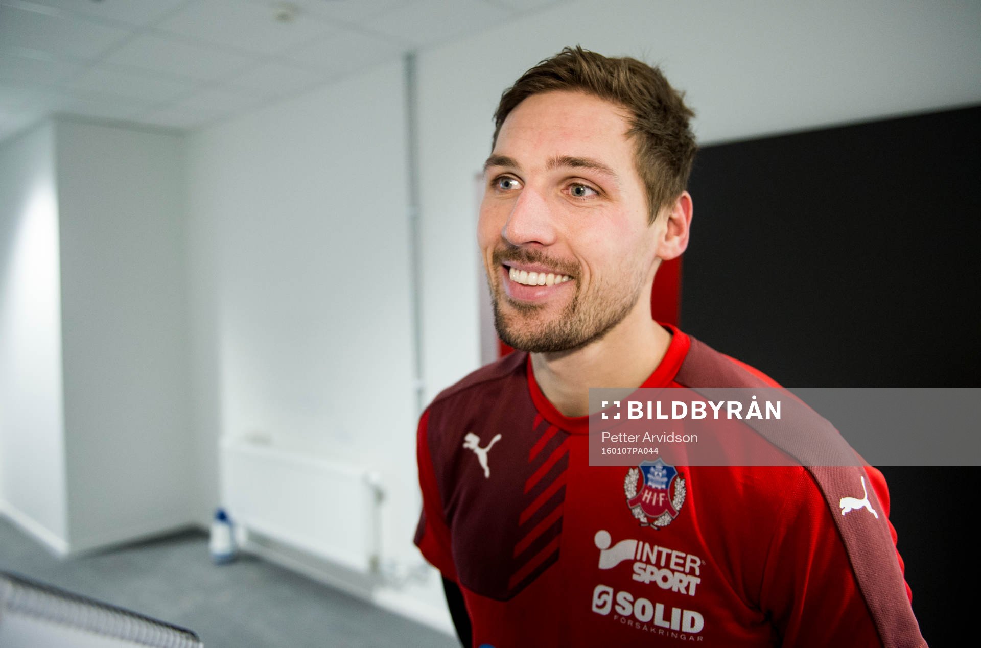 Helsingborgs Martin Christensen intervjuas efter en träning med Helsingborg den 7 januari 2016 i Helsingborg.