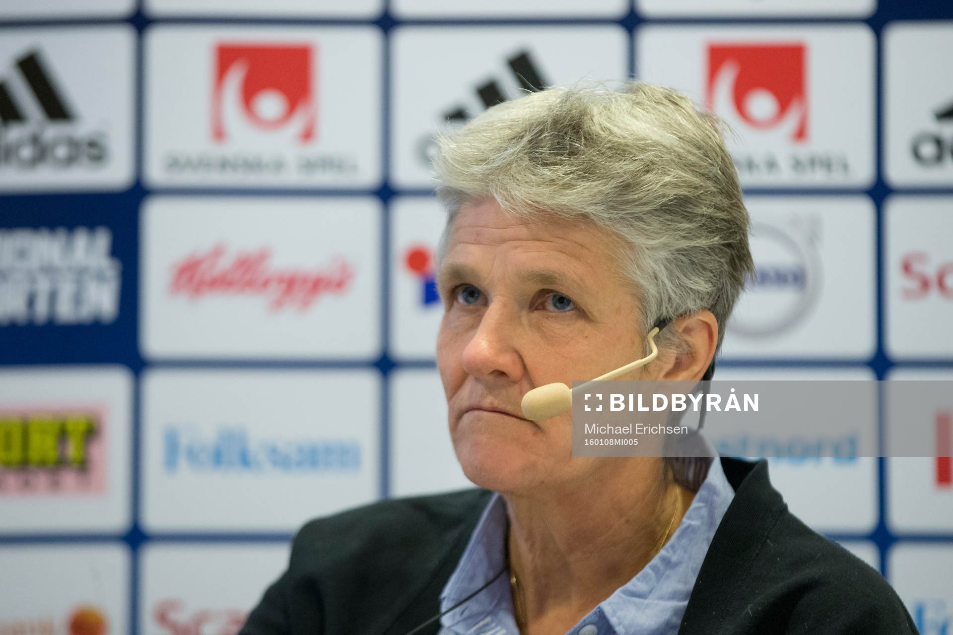 Sveriges förbundskapten i fotboll Pia Sundhage presenterar