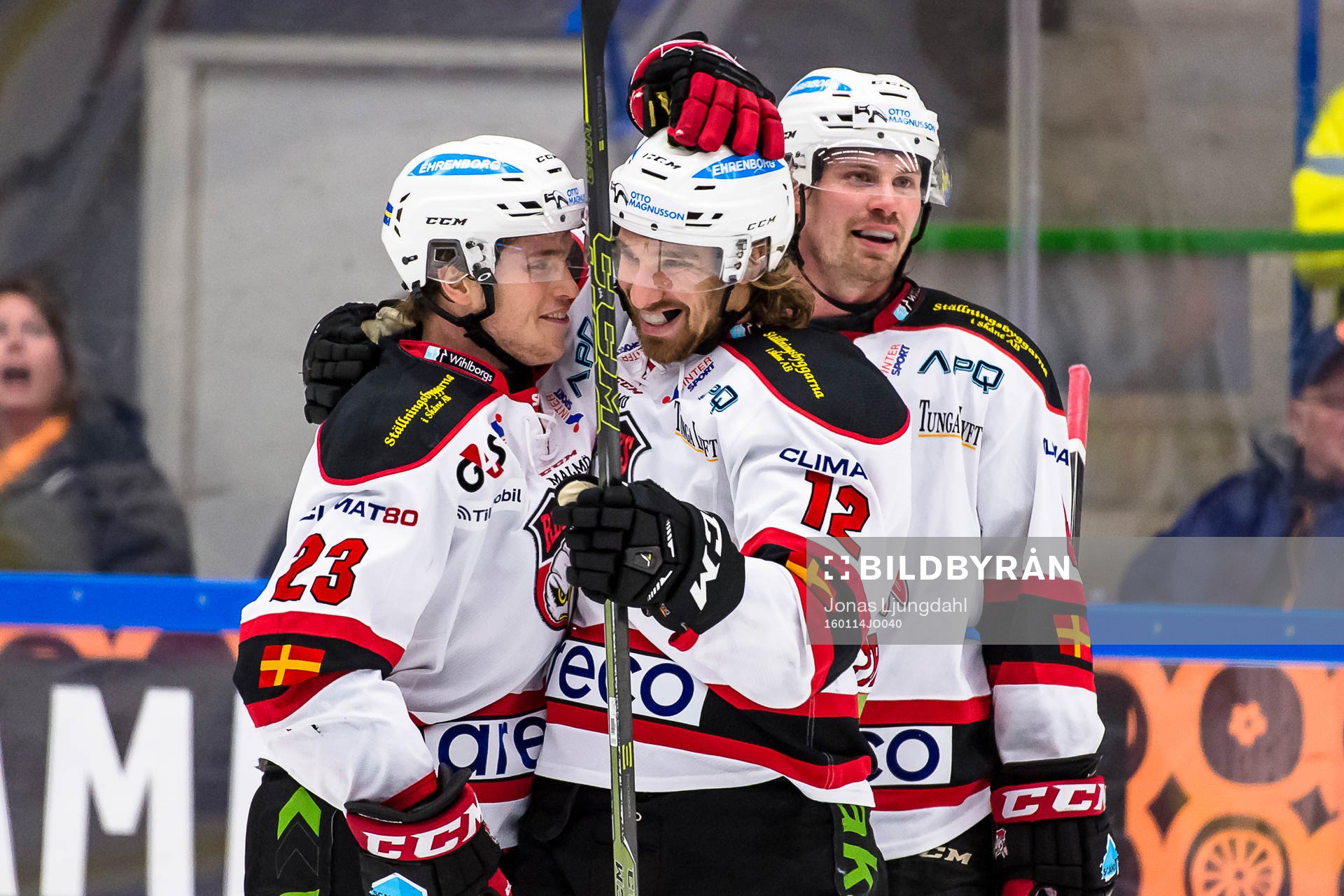 Malmö Redhawks Christoffer Forsberg, Andreas Thuresson och
