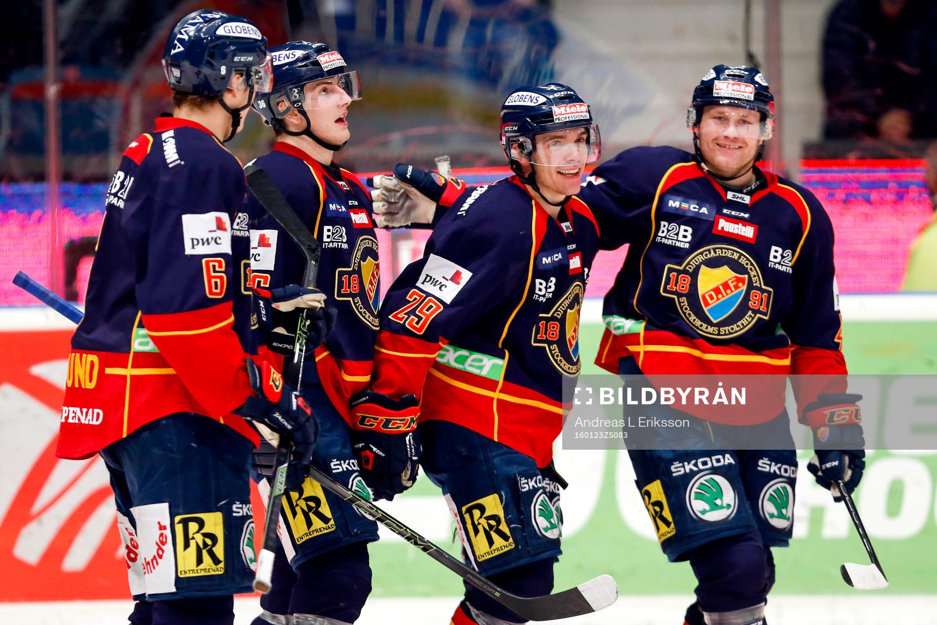 Djurgårdens Andreas Englund, Philip Holm, Matt Anderson