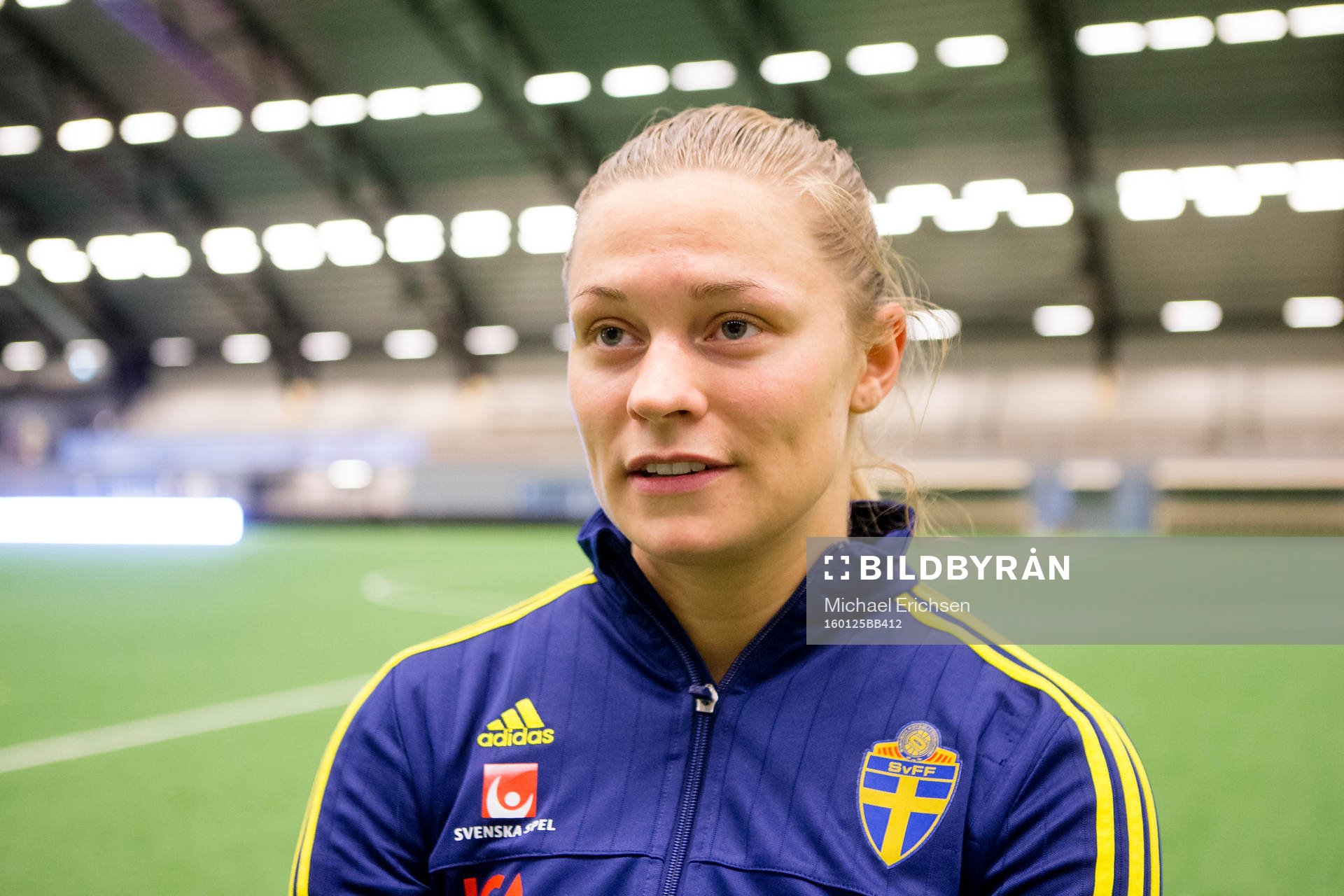 Sveriges Fridolina Rolfö under en träning med det svenska damlandslaget i fotboll den 25 januari 2016 i Göteborg.