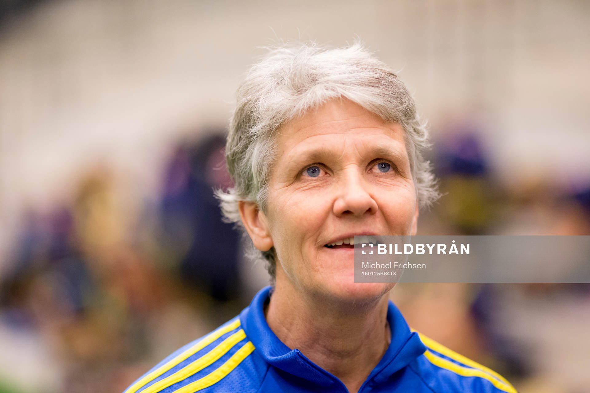 Sveriges förbundskapten Pia Sundhage under en träning med det svenska damlandslaget i fotboll den 25 januari 2016 i Göteborg.