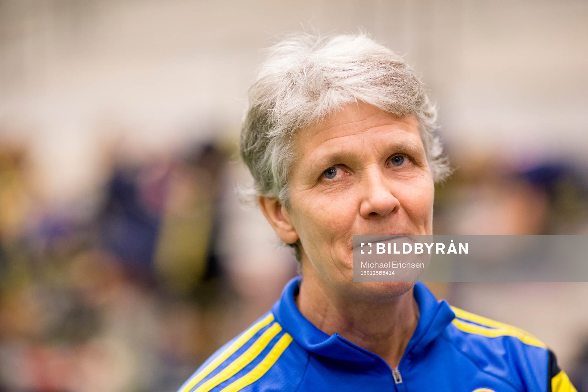 Sveriges förbundskapten Pia Sundhage under en träning med det svenska damlandslaget i fotboll den 25 januari 2016 i Göteborg.