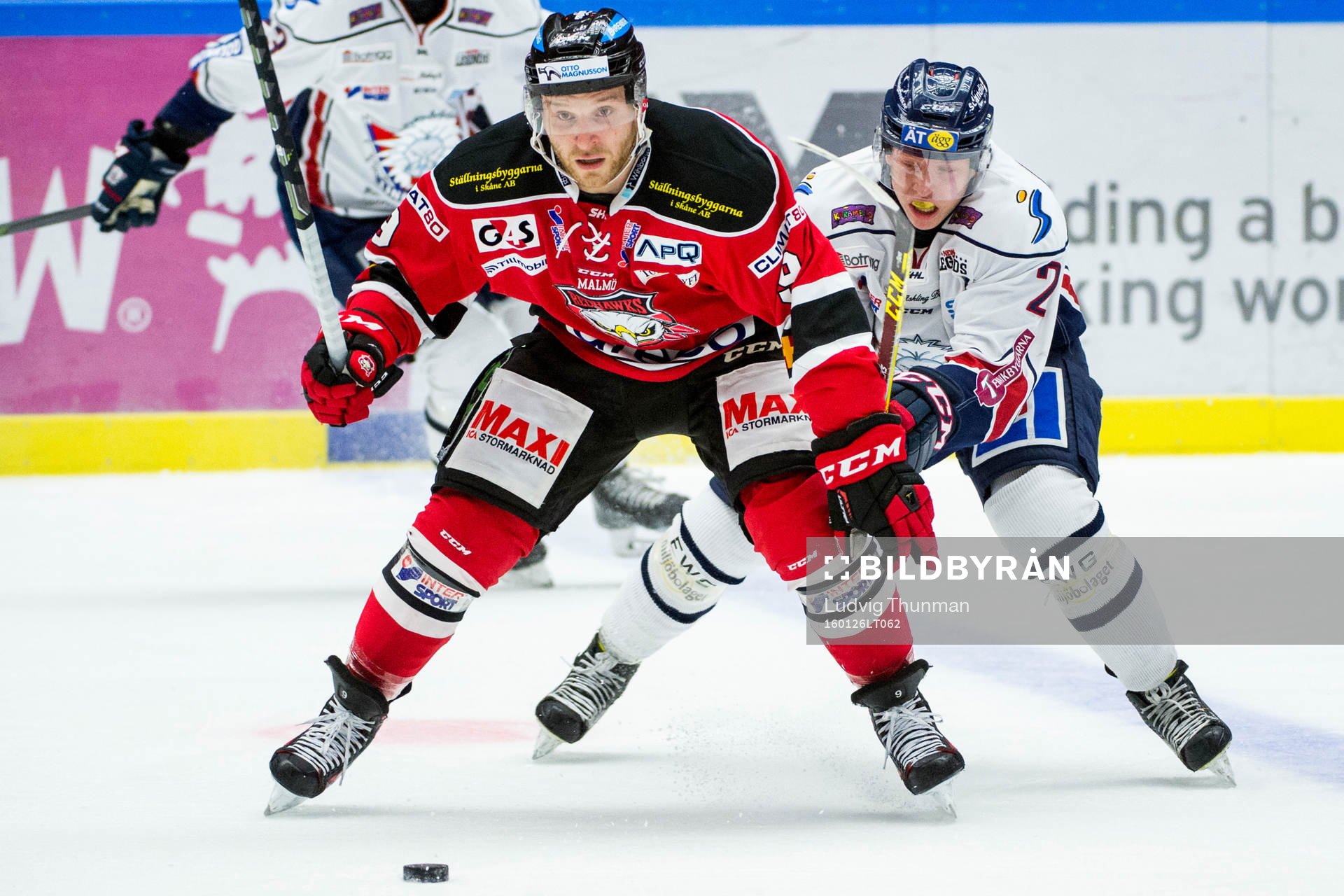 Malmö Redhawks Frederik Storm jagas av Linköpings Vilmos