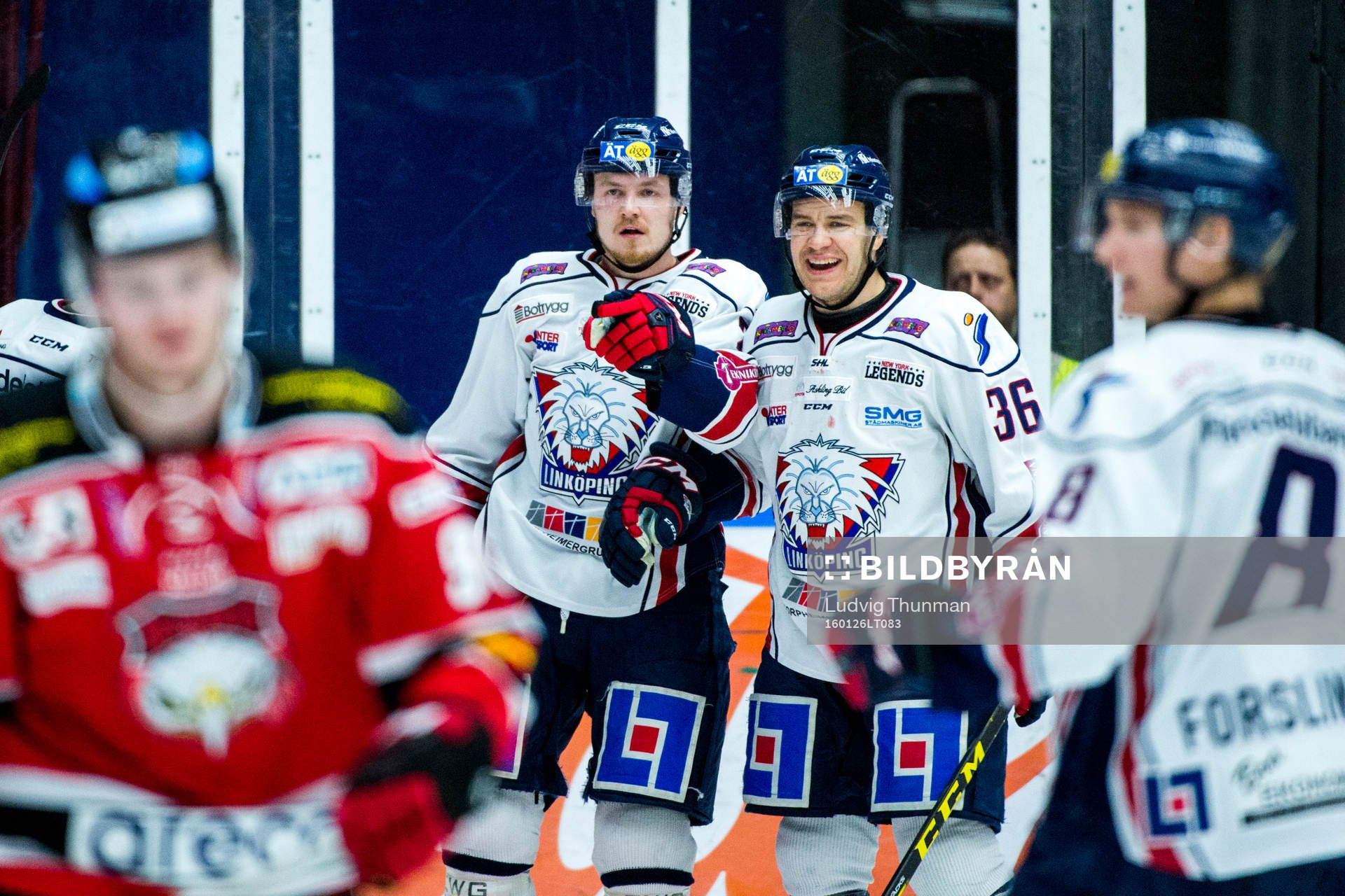 Linköpings Nick Sörenssen och Niklas Fogström jublar