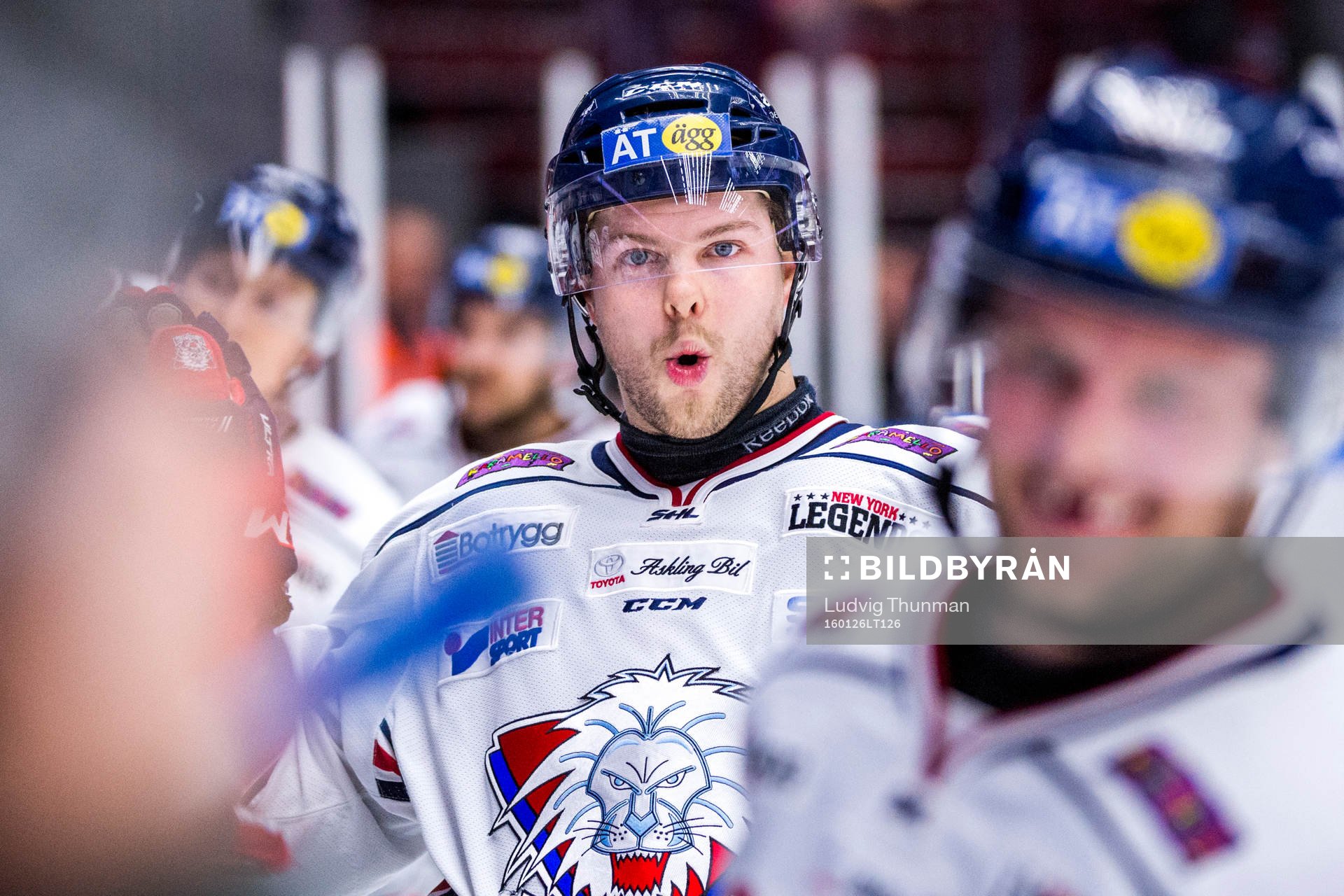 Linköpings Andrew Gordon jublar med bänken